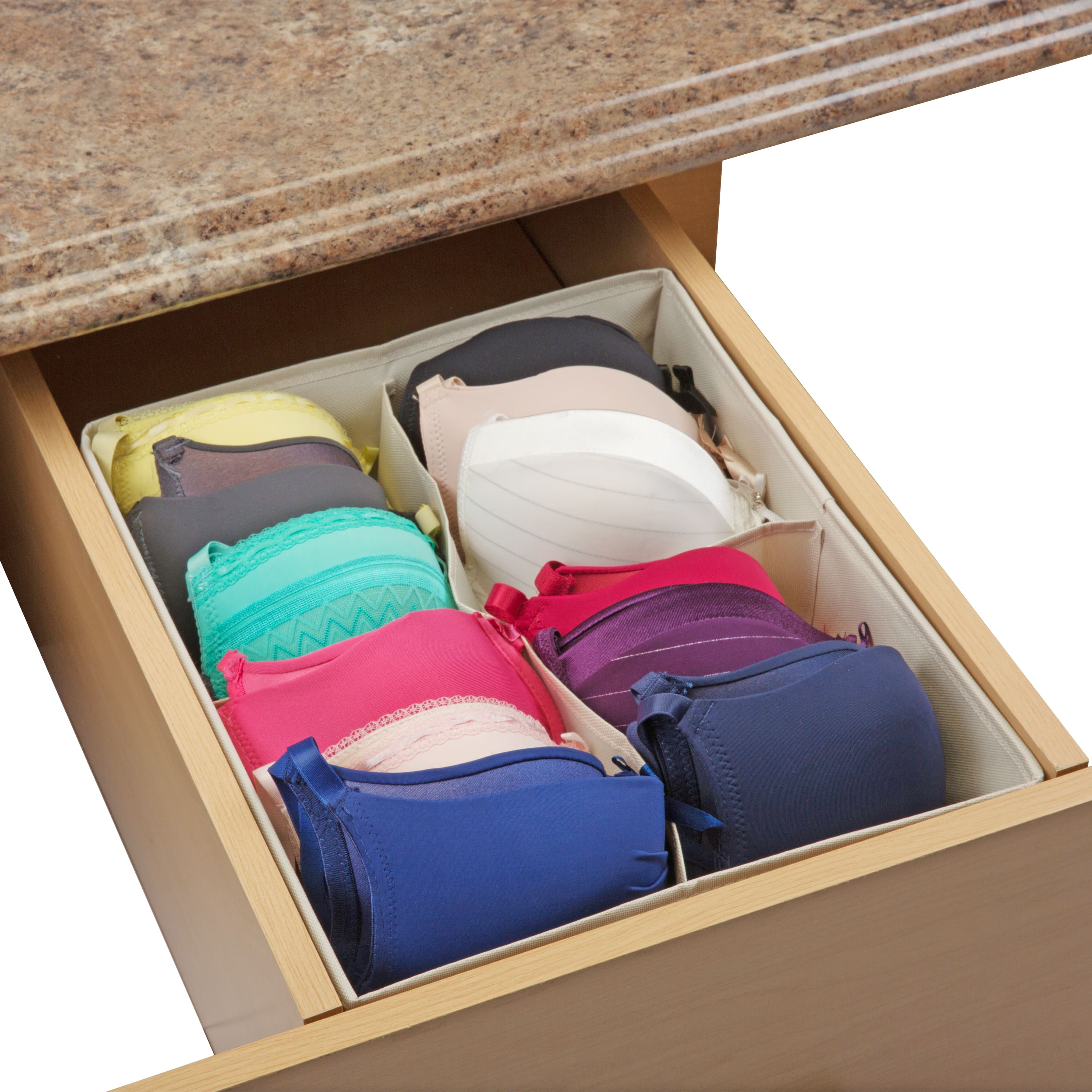 Simplify Cream 4-Compartment Drawer Organizer