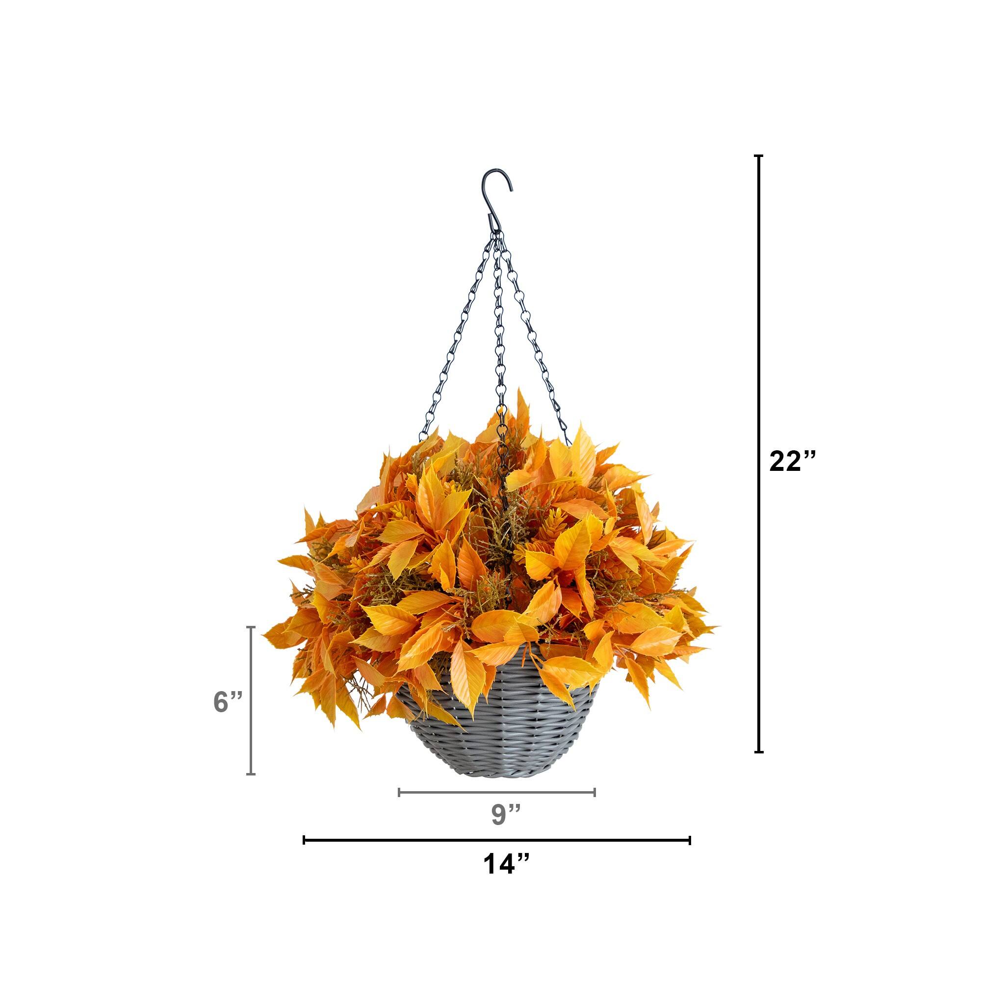 22" UV Resistant Autumn Artificial Fall Foliage Hanging Basket