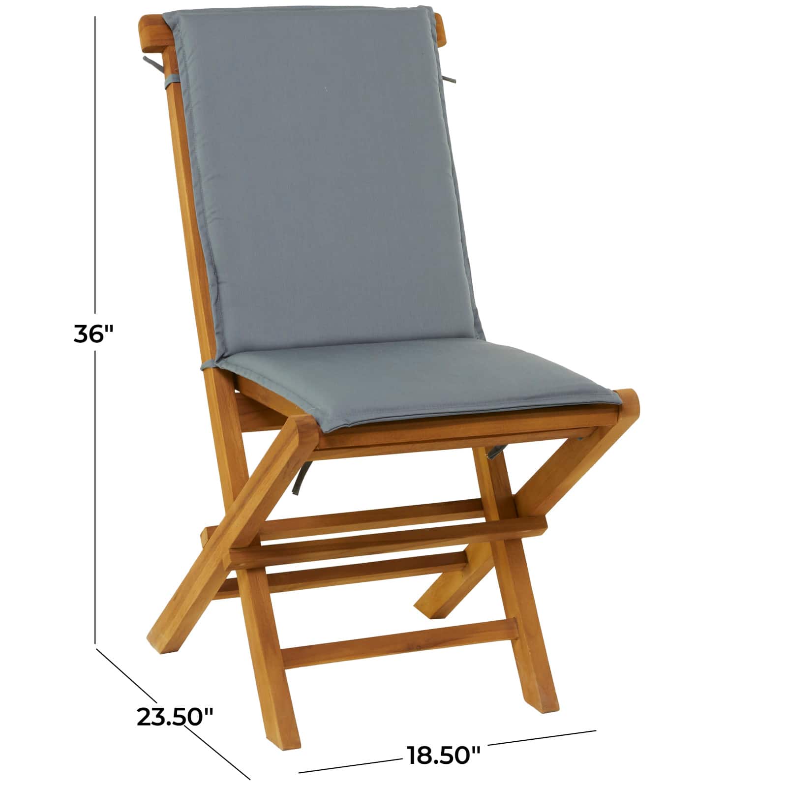 36" Brown Teak Wood Folding Outdoor Dining Chair With Cushions Set