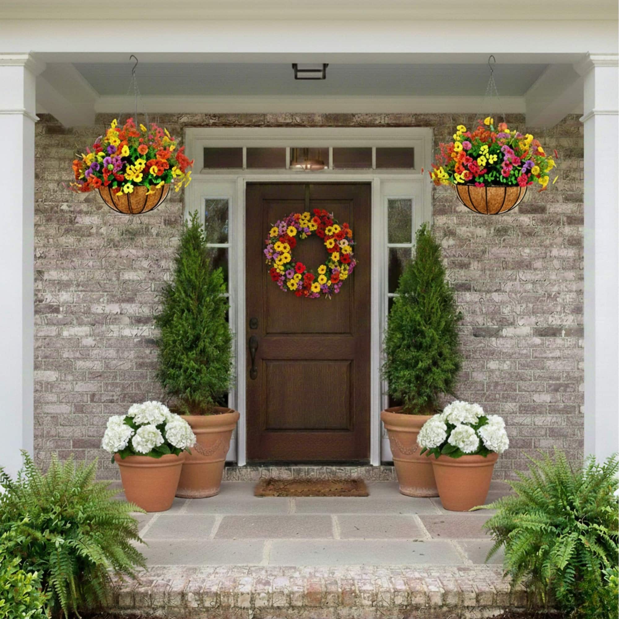 24" UV Resistant Artificial Daisy Hanging Basket DIY Kit