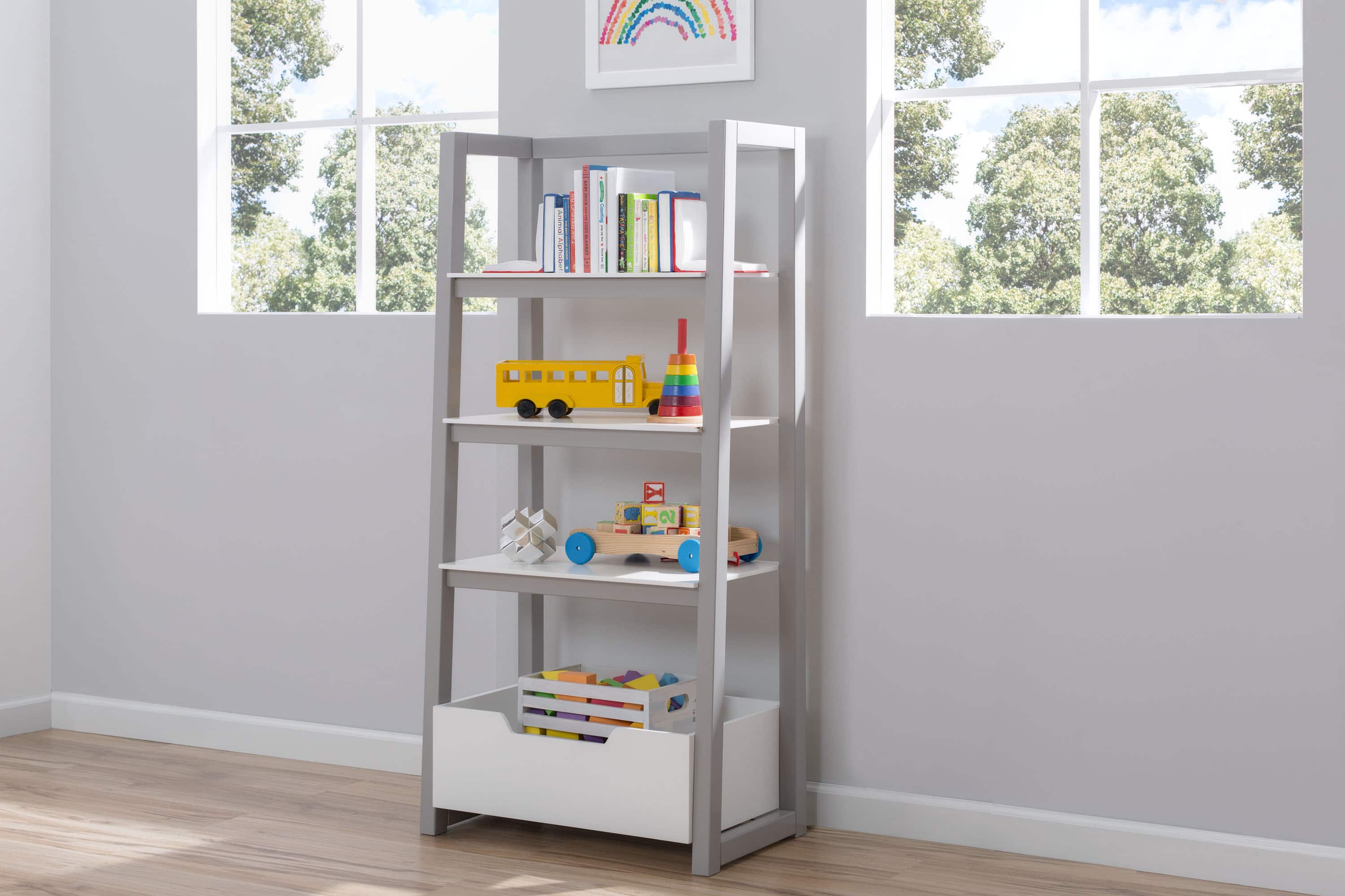 Delta Children Gateway White & Gray Ladder Shelf