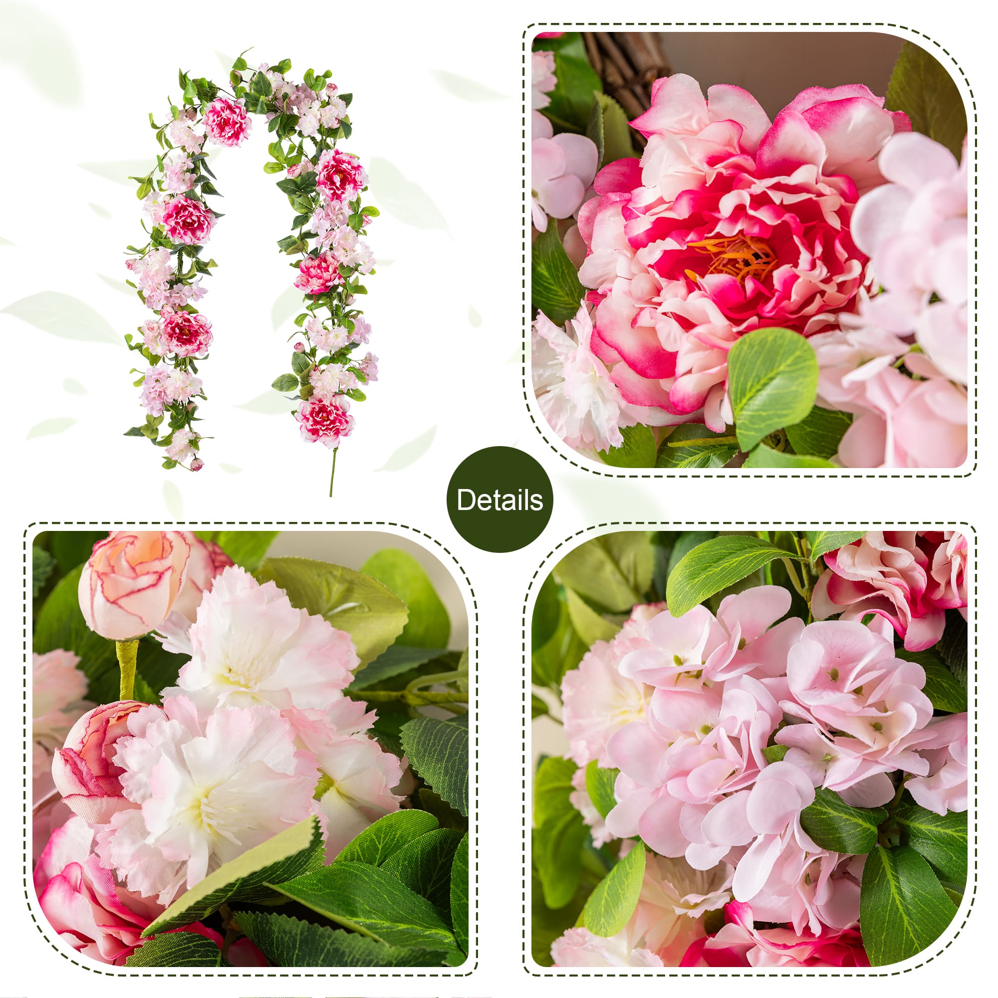Glitzhome® 6ft. Pink Hydrangea, Peony & Cherry Floral Garland