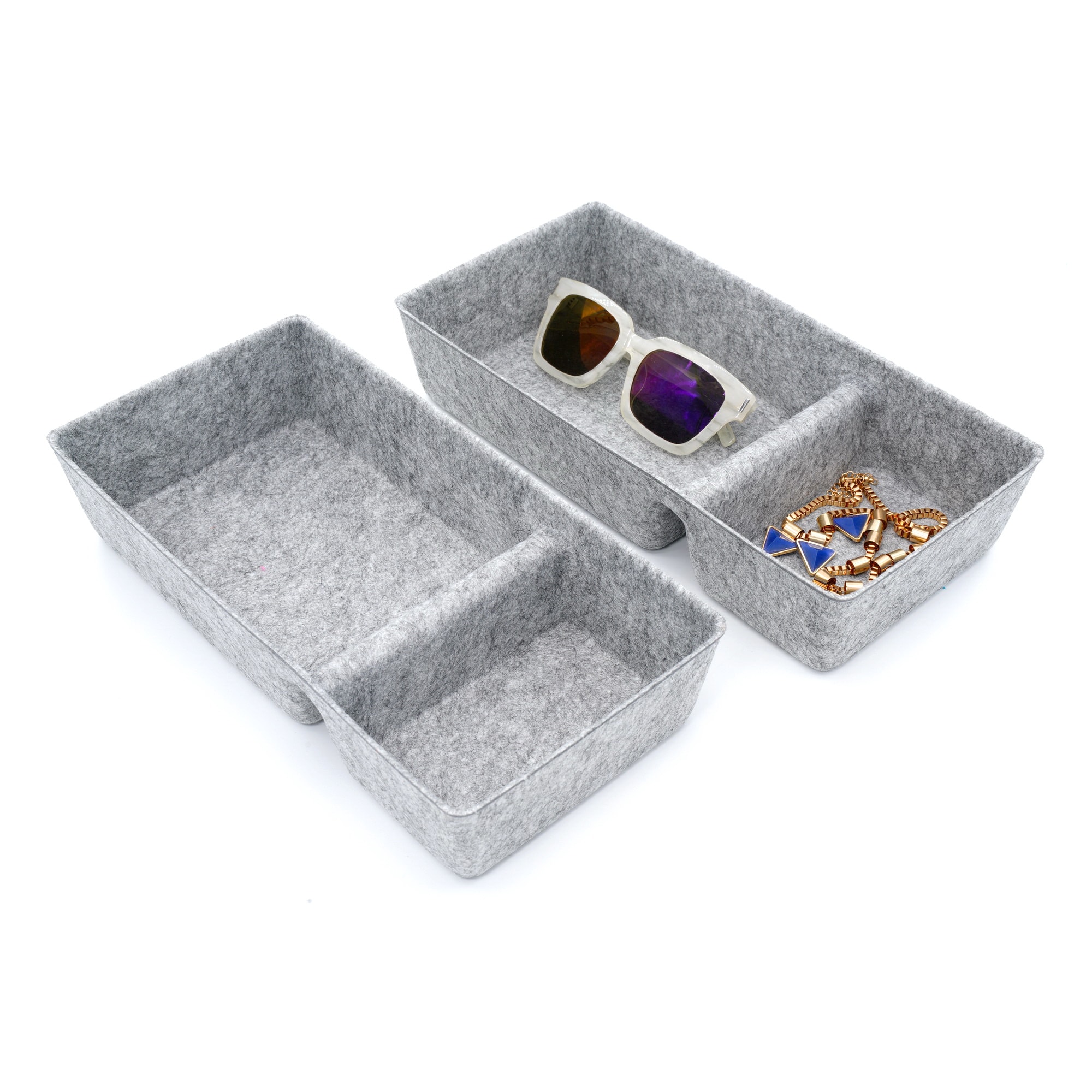 Welaxy Felt 2 Piece Divided Drawer Organizer Trays