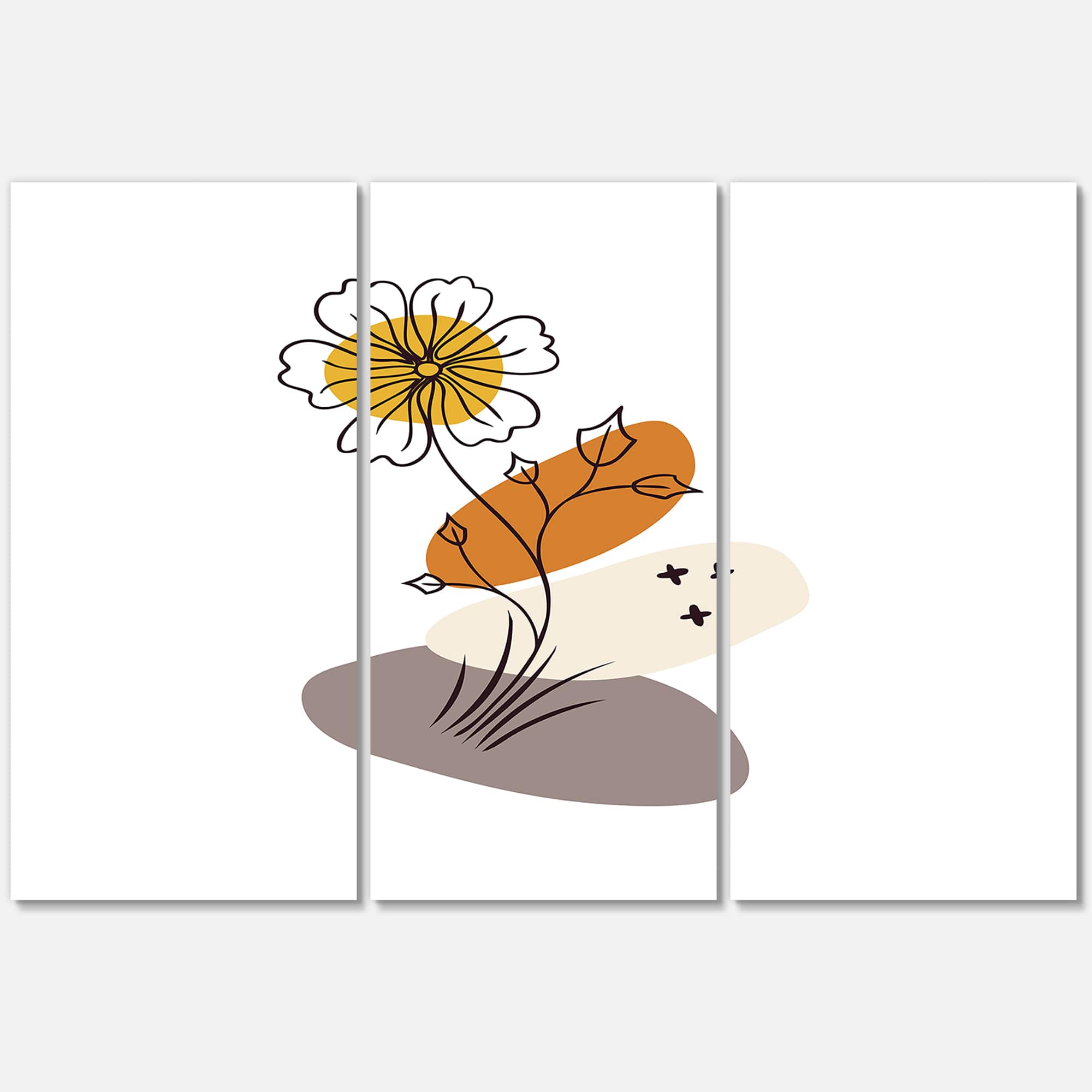 Designart - Abstract Flowers On Minimal Shapes I - Modern Canvas Wall Art Print