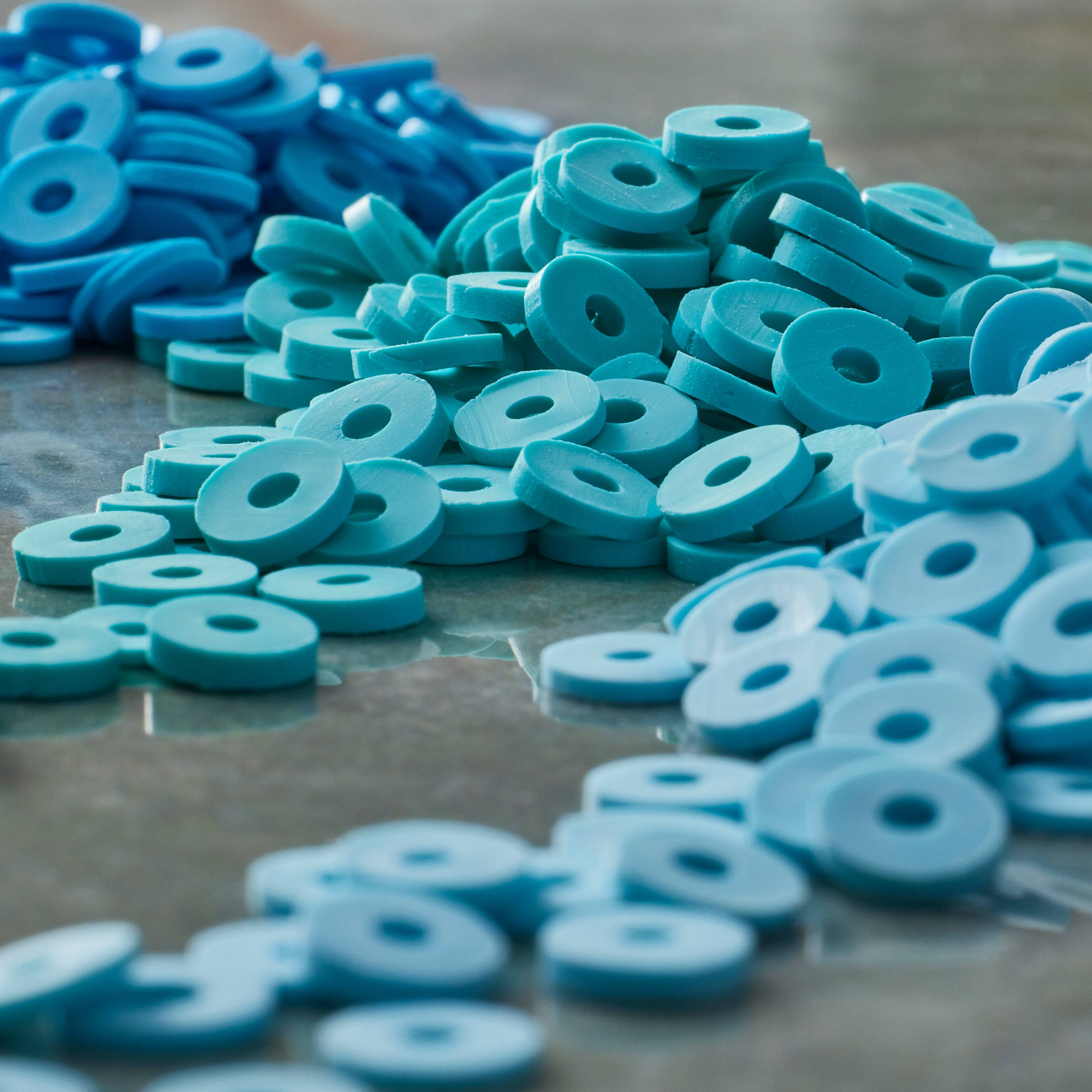 12 Pack: Turquoise PVC Rondelle Spacer Heishi Beads, 5.8mm by Bead Landing™