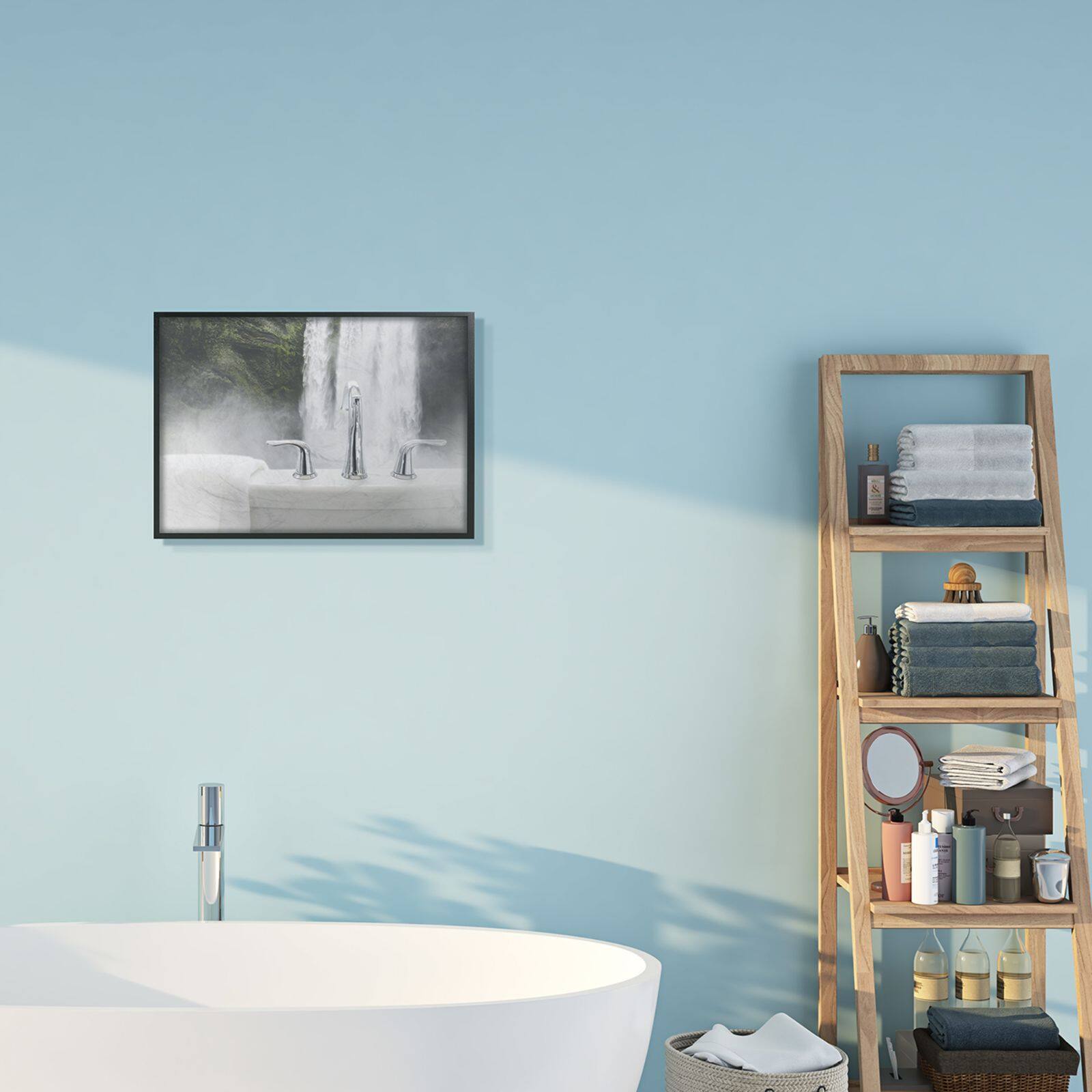 Stupell Industries Waterfall Bath Time Bathroom Framed Wall Art