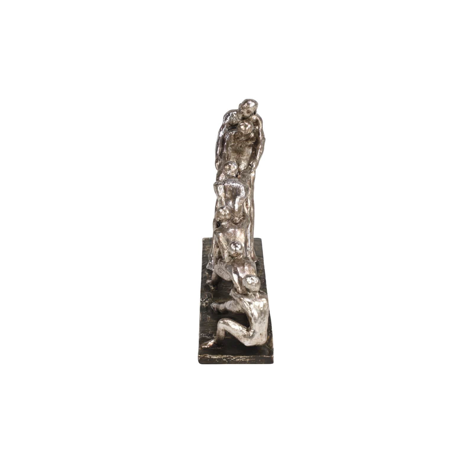 13" Silver Polystone Modern Tug of War Sculpture