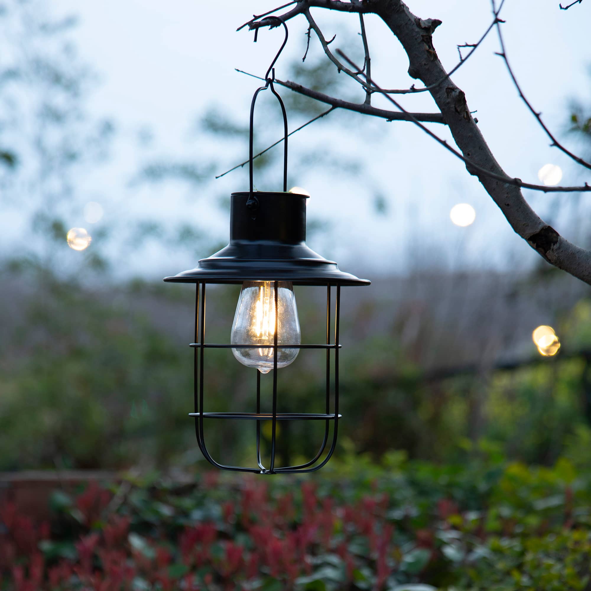 Glitzhome® 10" Wire Solar Powered Outdoor Hanging Lantern
