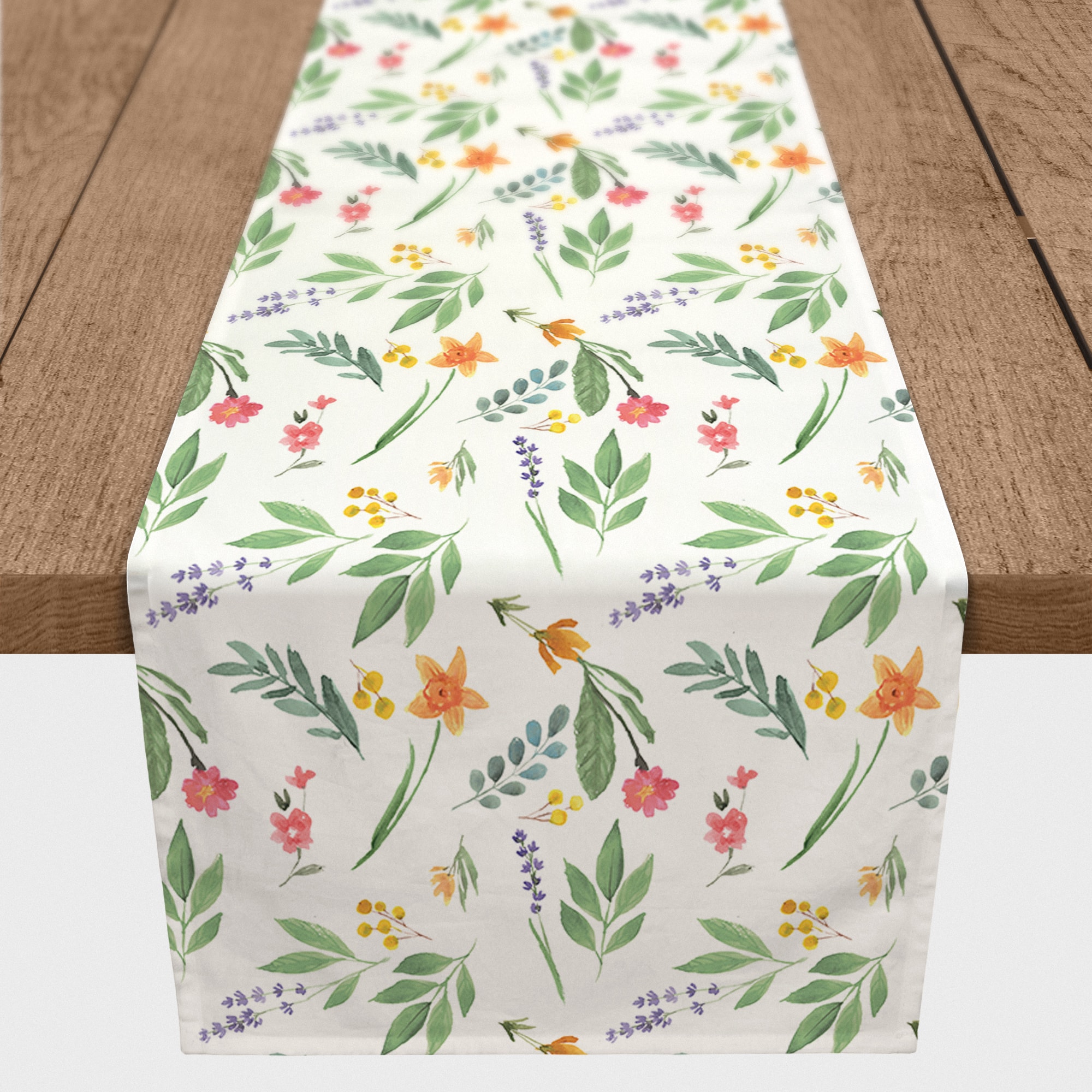 Spring Flower Bunches 16" x 72" Cotton Twill Runner