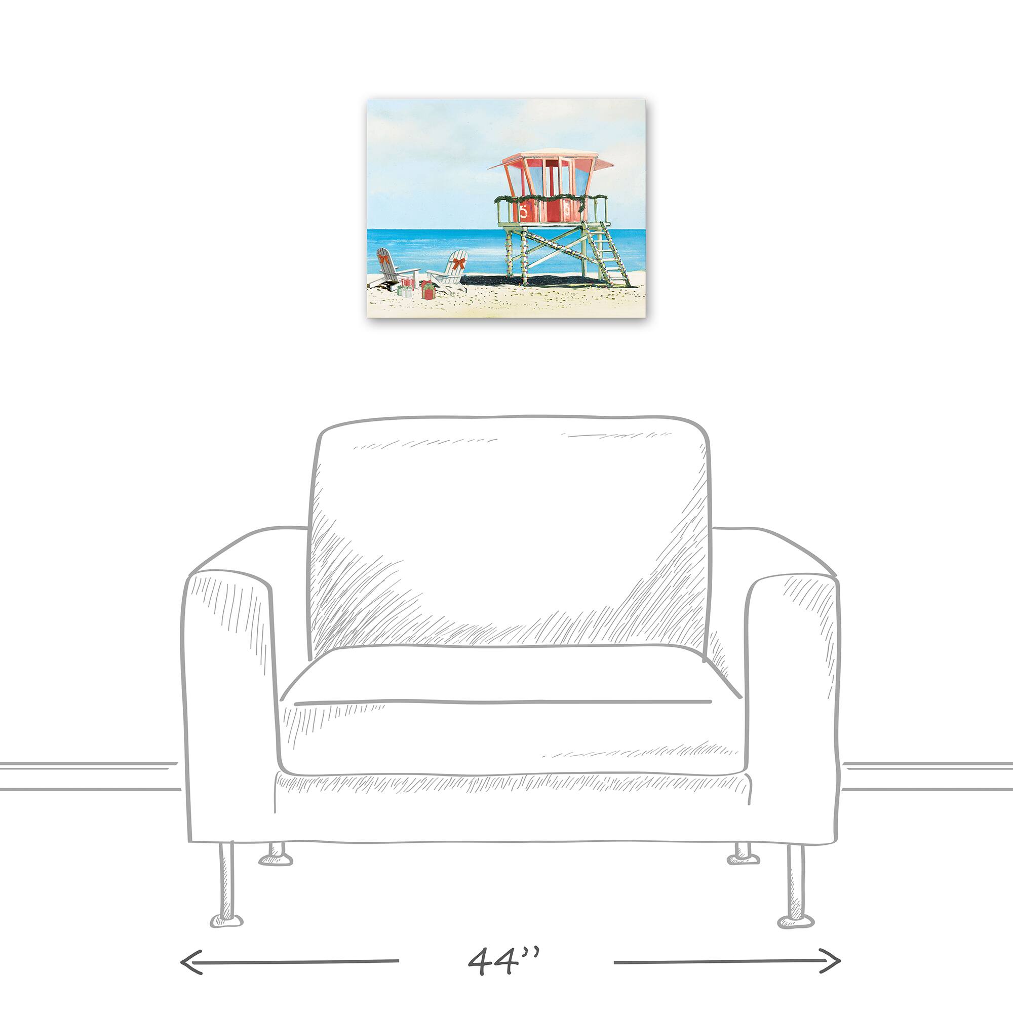 18" Festive Holiday Beach Christmas Canvas Wall Décor