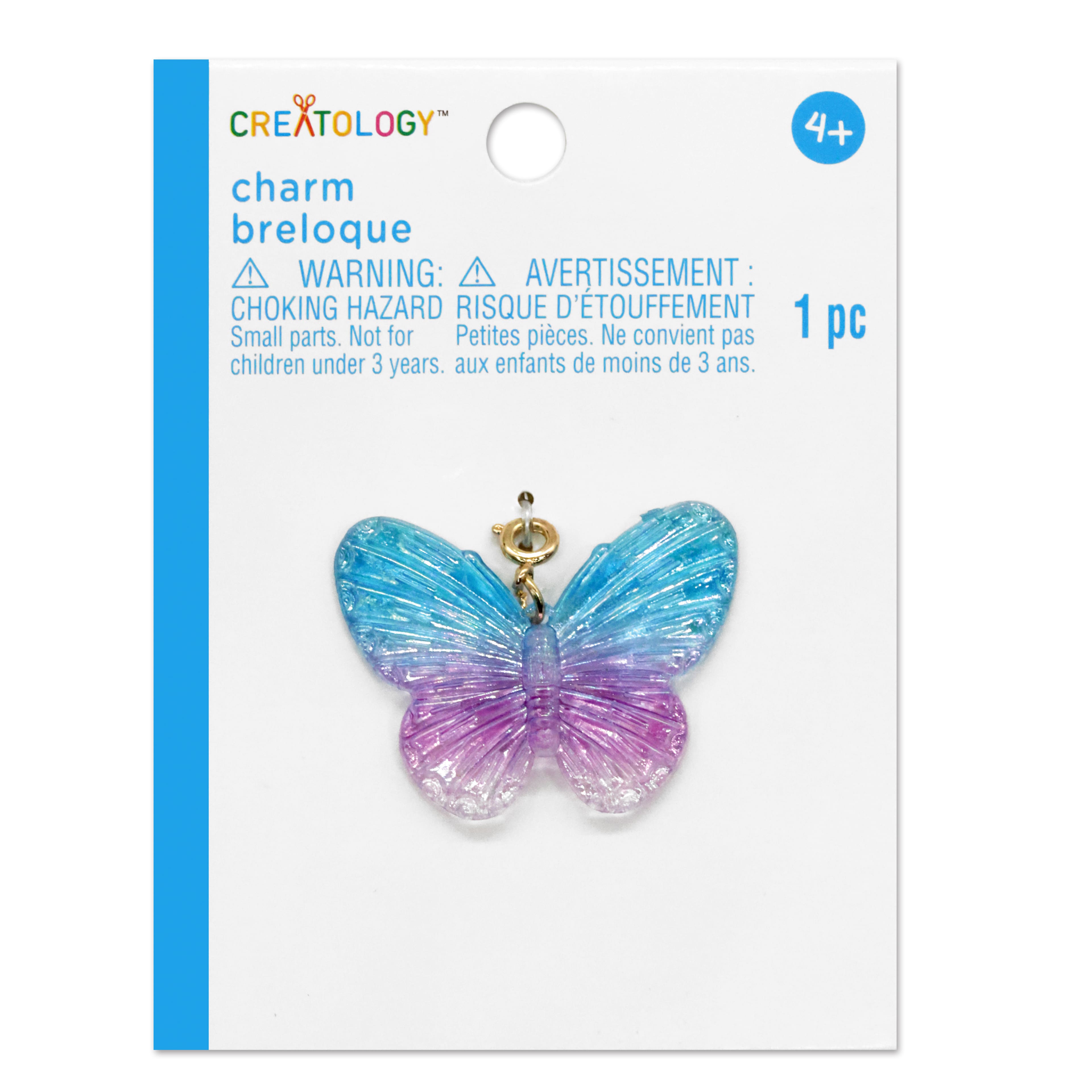 Breloque en forme de papillon bleue et mauve de Creatology