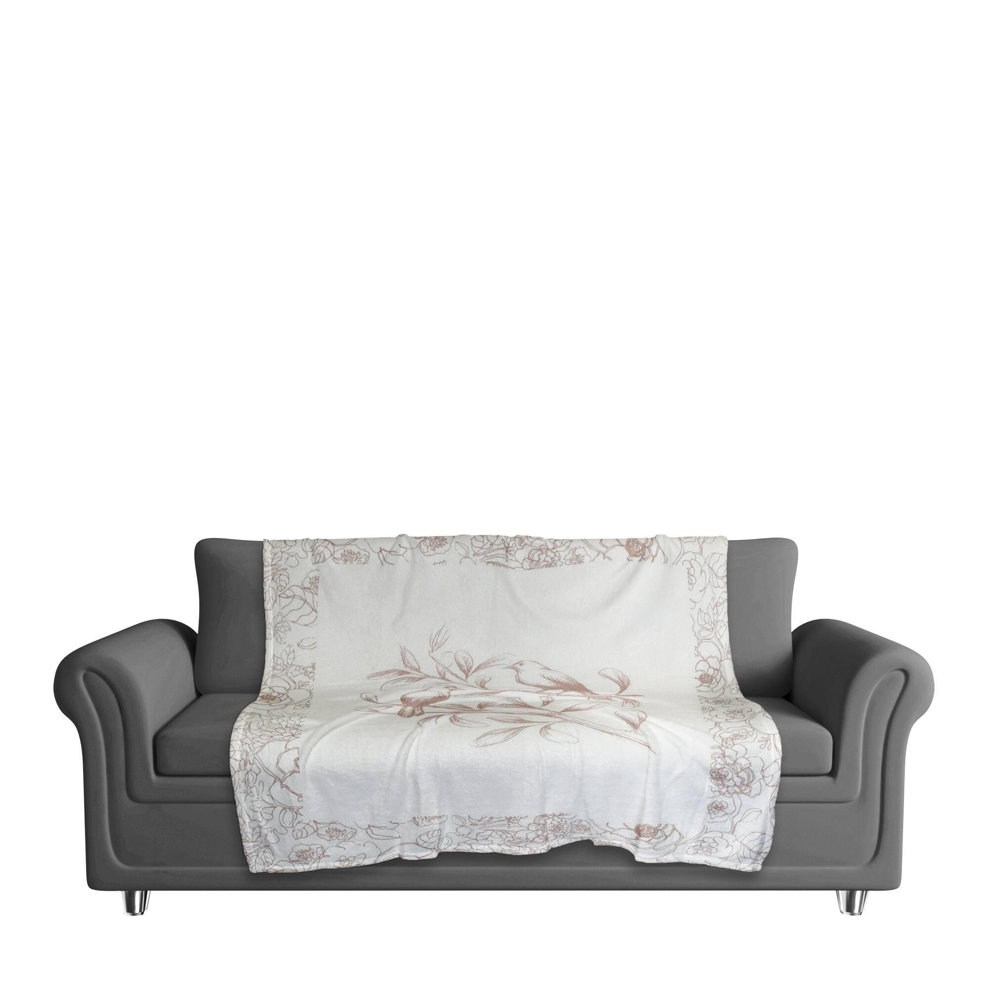 Floral Bird Perch Fleece Blanket