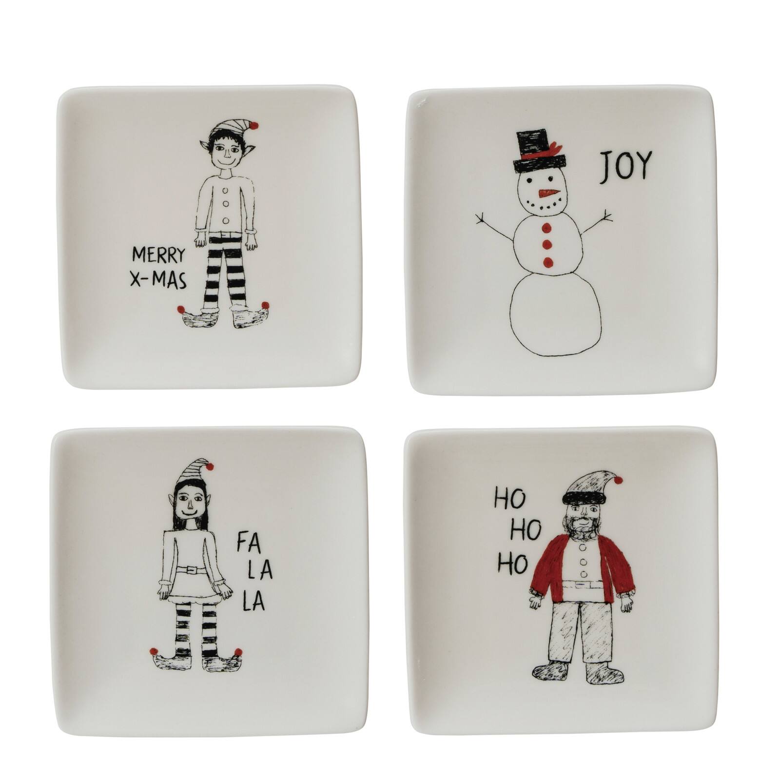 Hello Honey® 4" Holiday Image Stoneware Square Dishes, 4ct.
