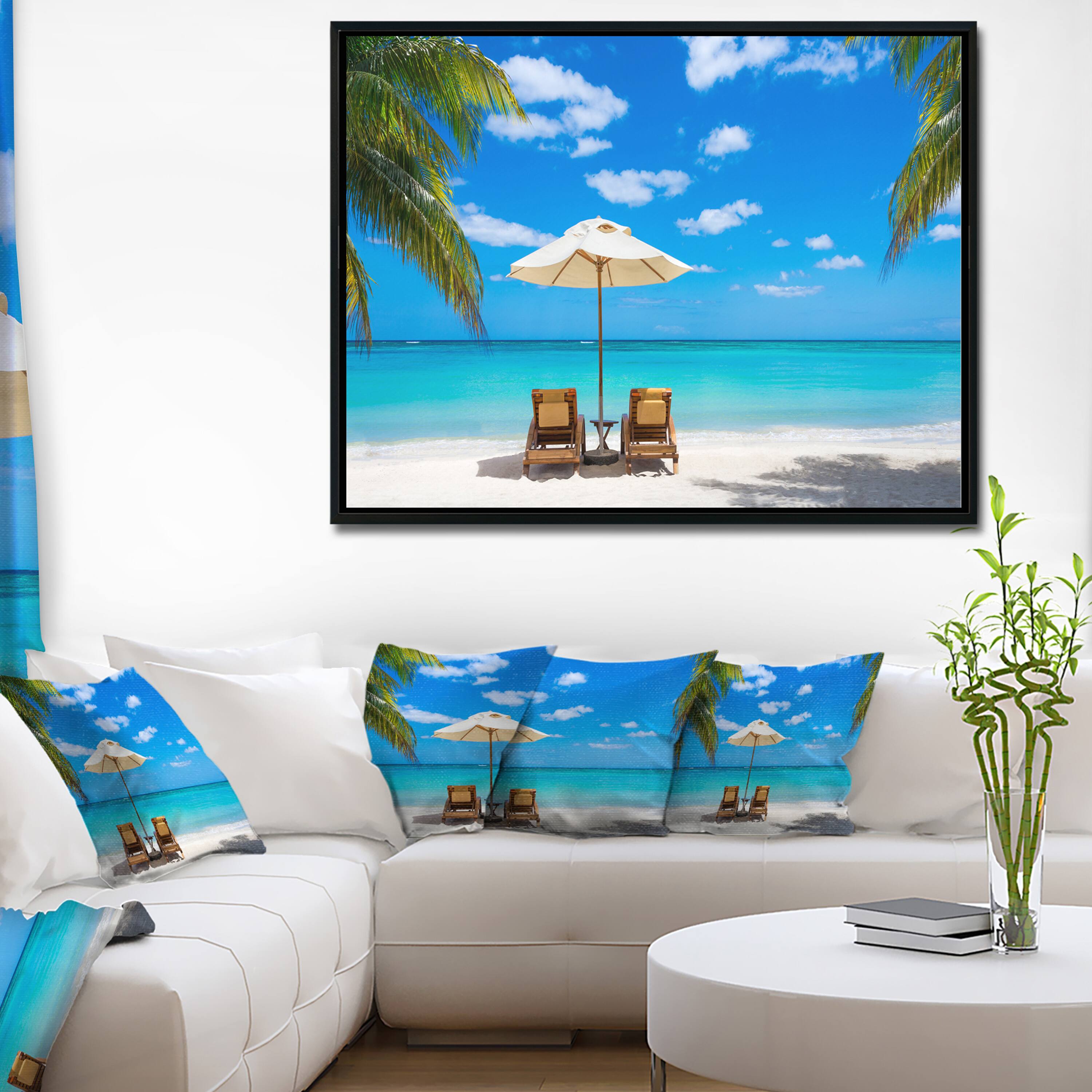 Designart - Turquoise Beach with Chairs