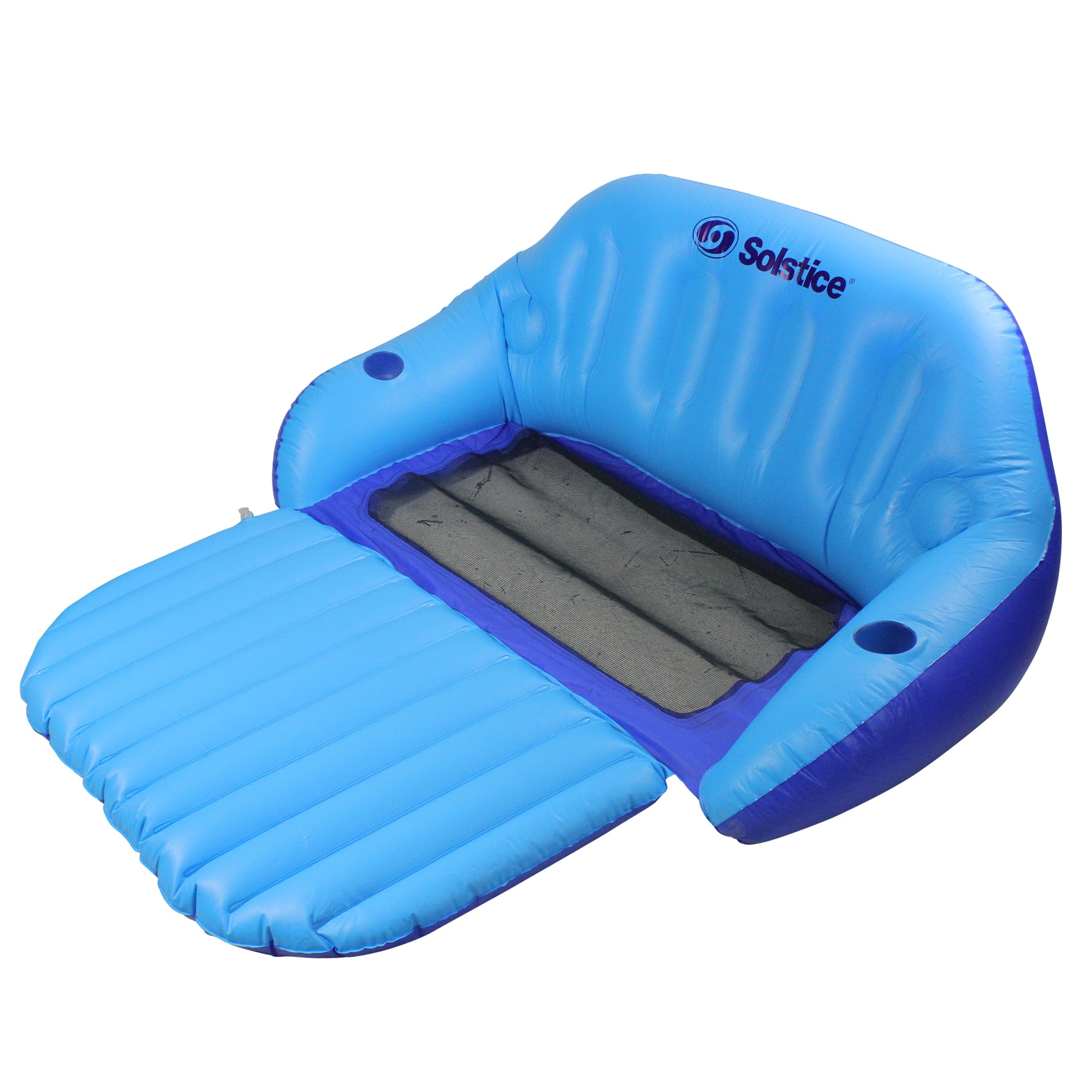 6ft. Inflatable Blue Love Seat Swimming Pool Float with Convertible Footrest