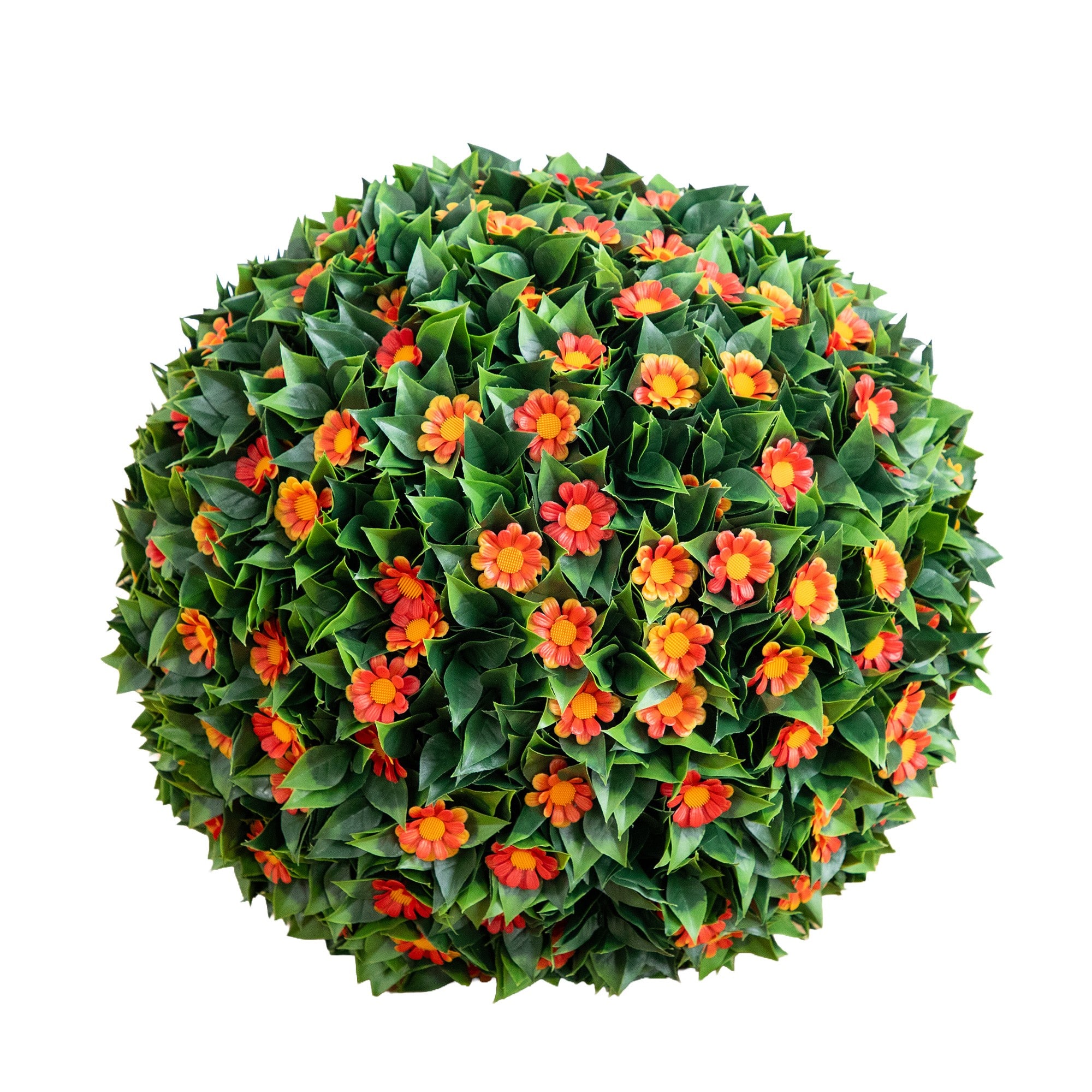 15" UV Resistant Artificial Flowering Daisy Boxwood Ball