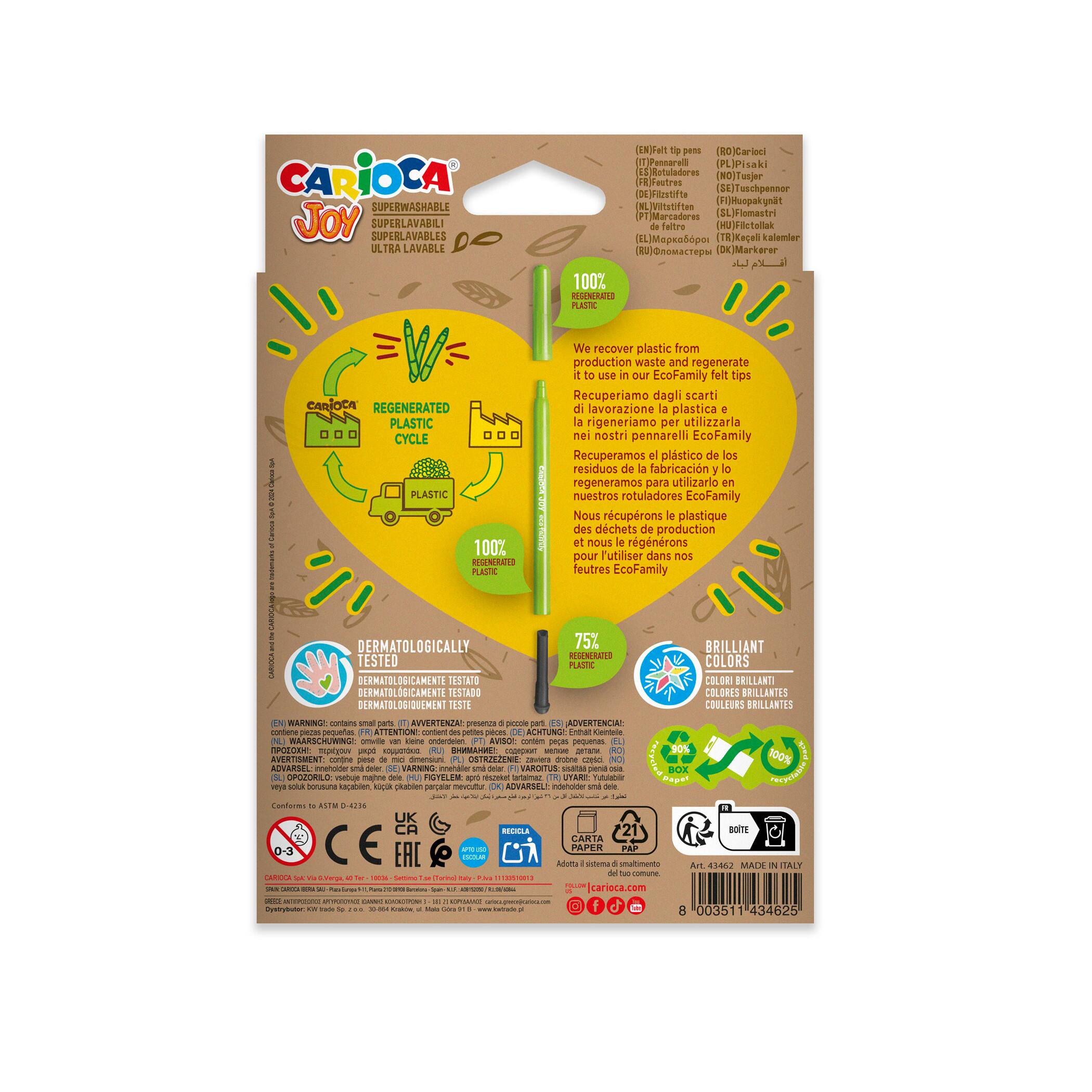 CARIOCA® Eco Family Joy 2.8mm Fine Tip Washable Felt Tip Pen Set