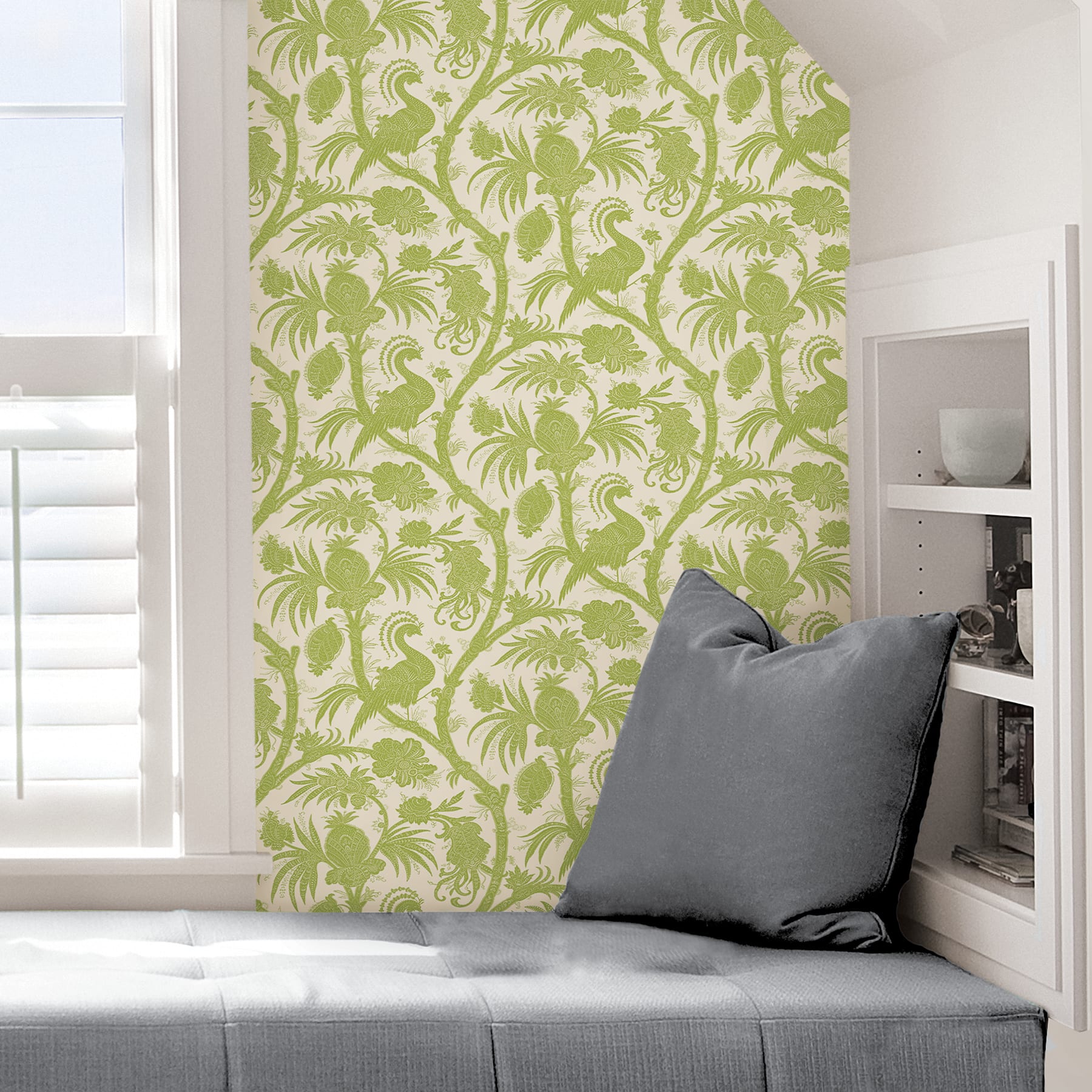 Scalamandre Pear Balinese Peacock Peel & Stick Wallpaper
