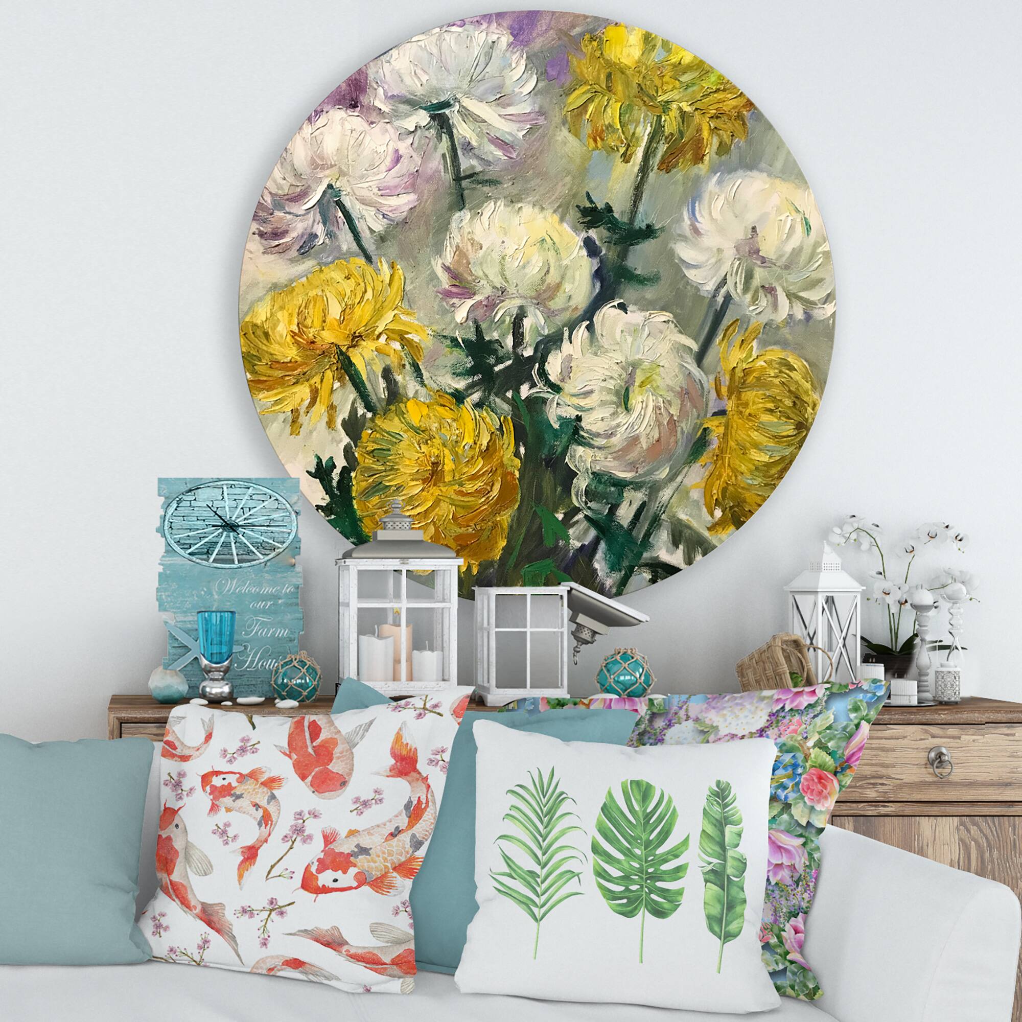 Designart - White and Golden Daisies