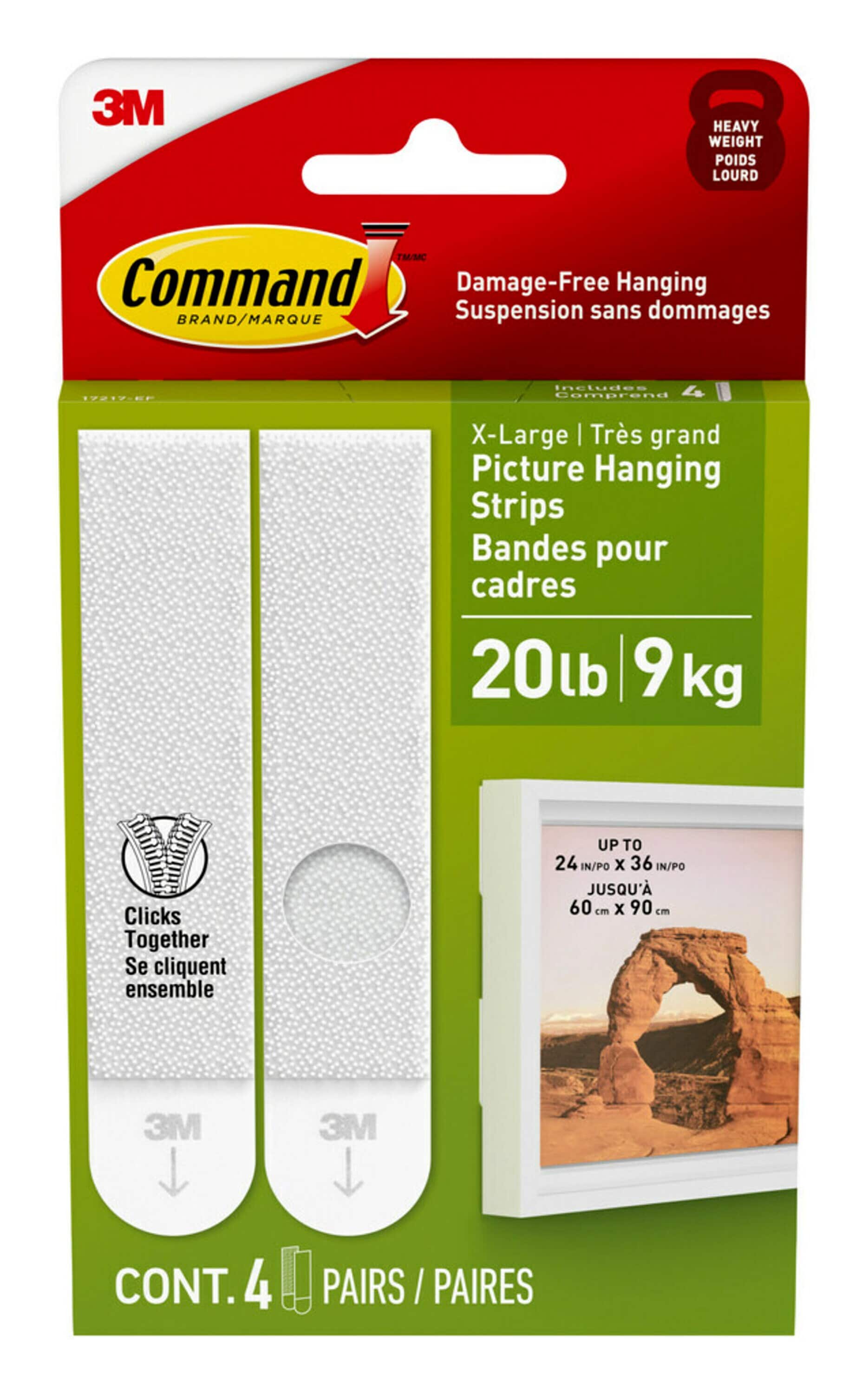 Command™ 20lb. X-Large White Picture Hanging Strips, 4 Pairs