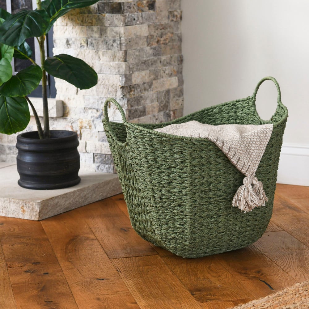 Household Essentials 17.5" Woven Paper Rope Basket with Handles