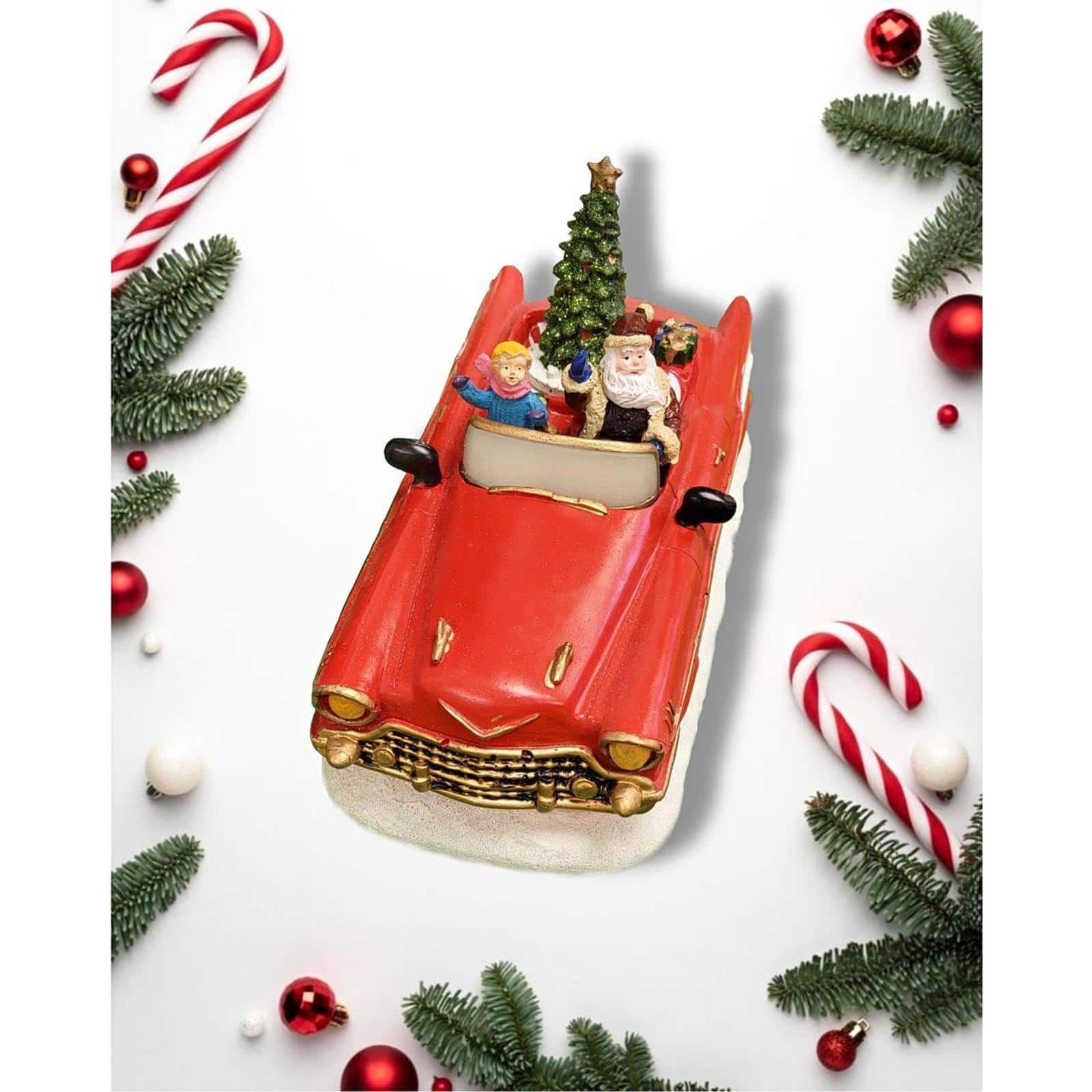 Wizardi Christmas Car with Santa Tabletop Decoration