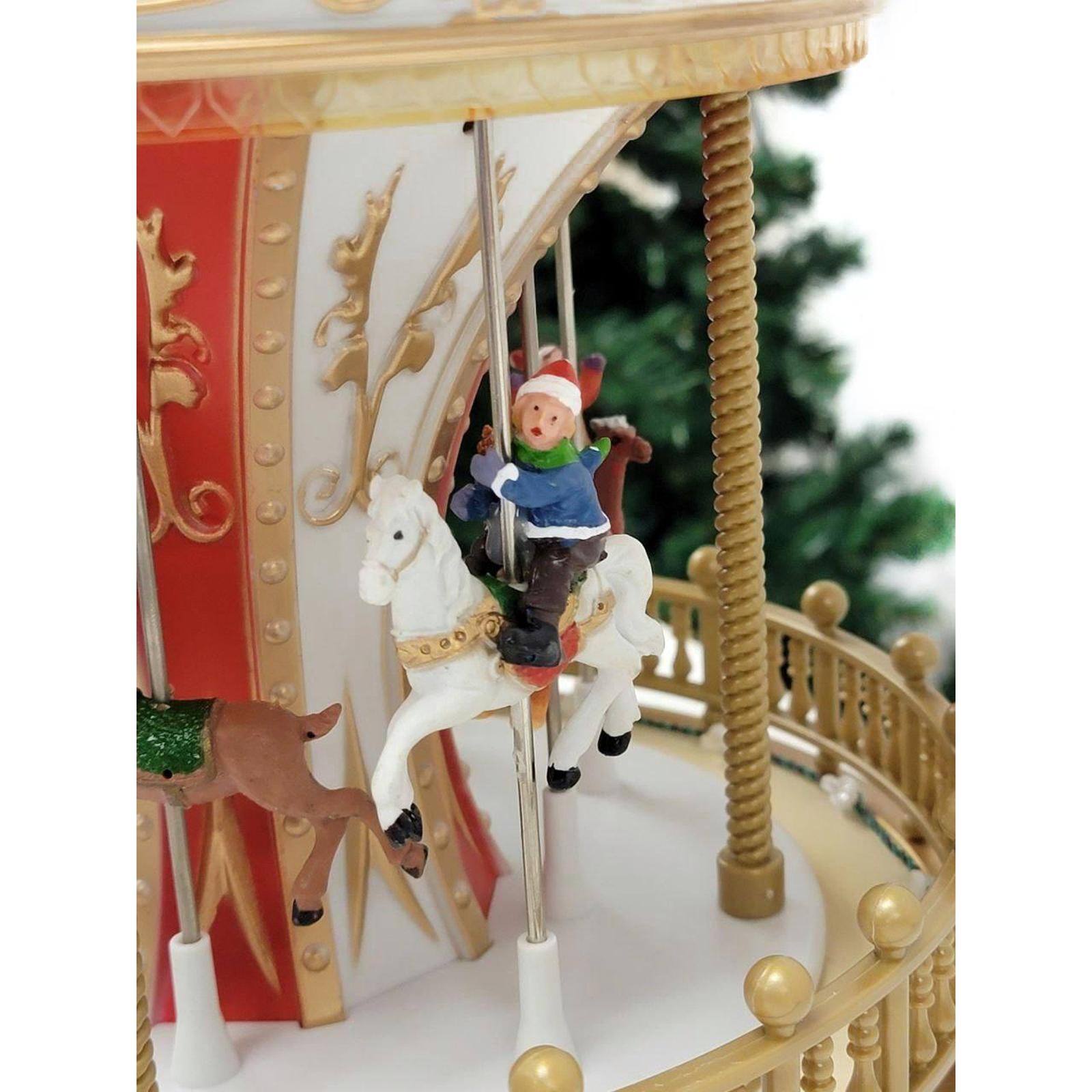 20" Christmas Carousel Animated Village Décor