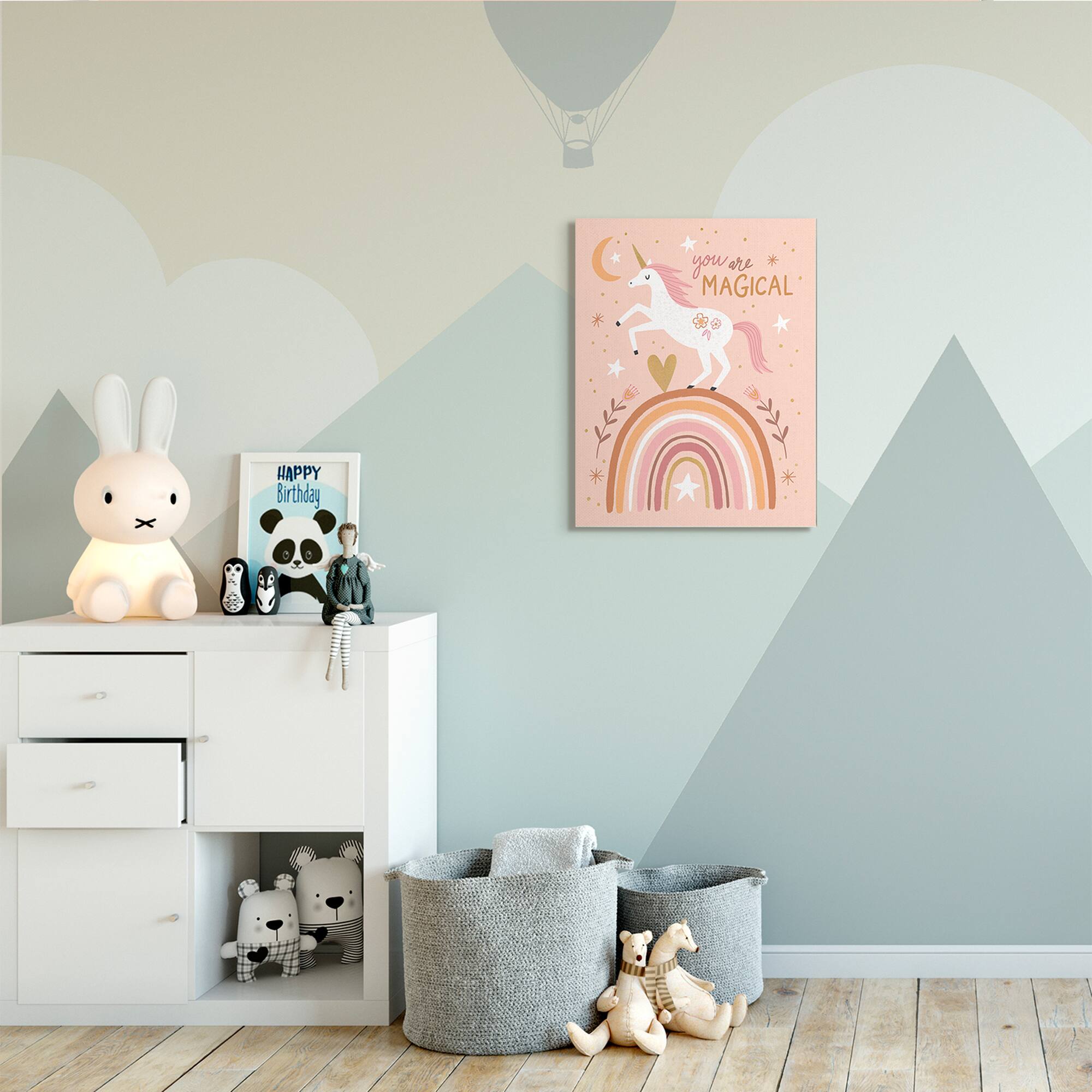 Stupell Industries You Are Magical Inspirational Pink Unicorn Rainbow Canvas Wall Art