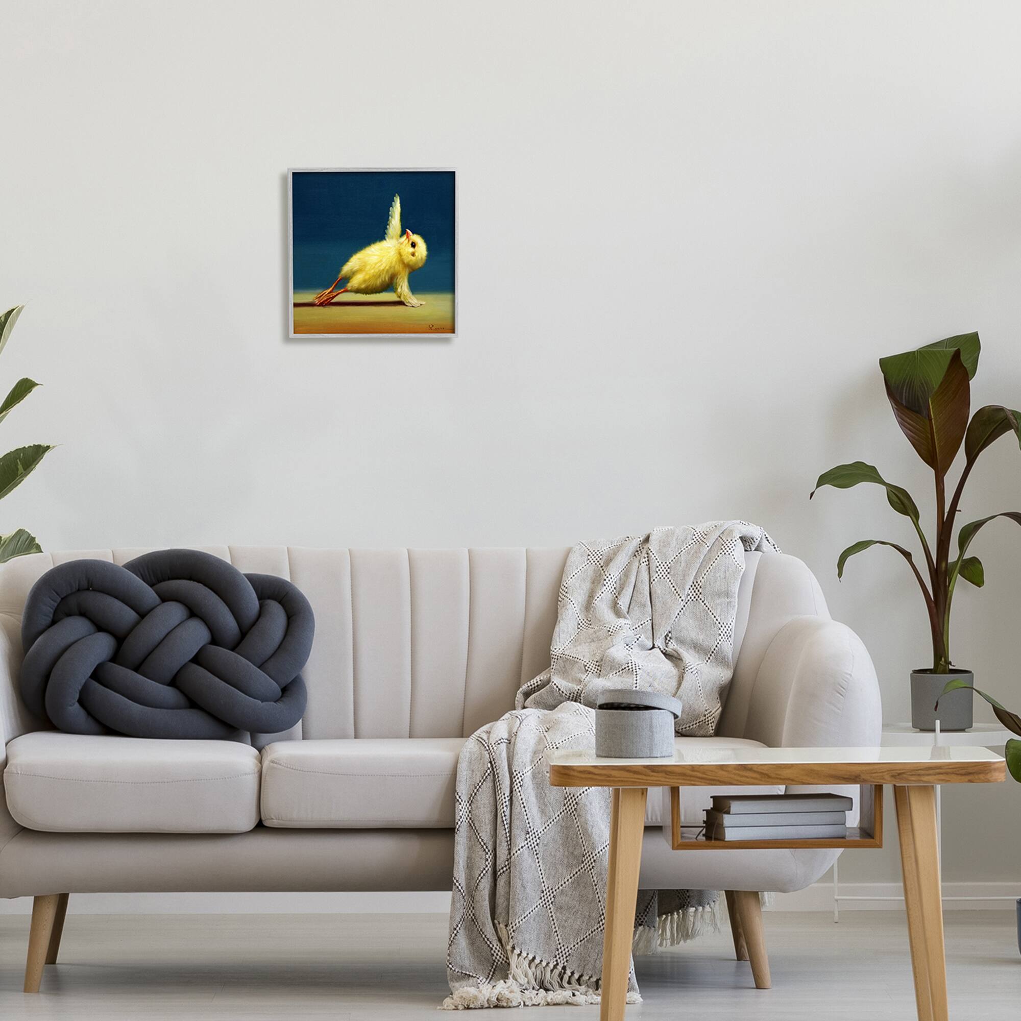 Stupell Industries Cute Yellow Chick Stretching Yoga  Framed Giclee Art