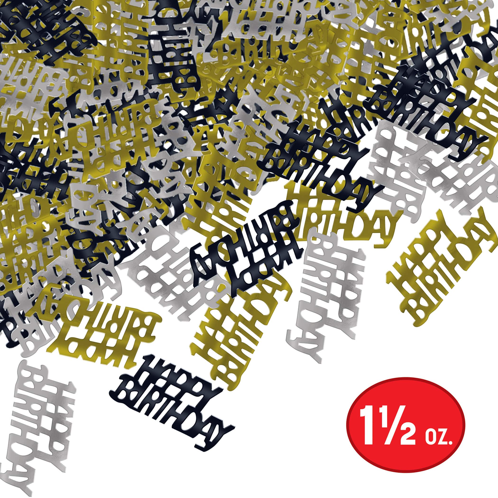 Beistle 1/2oz. Black, Gold & Silver Happy Birthday Fanci-Fetti Packs, 3ct.
