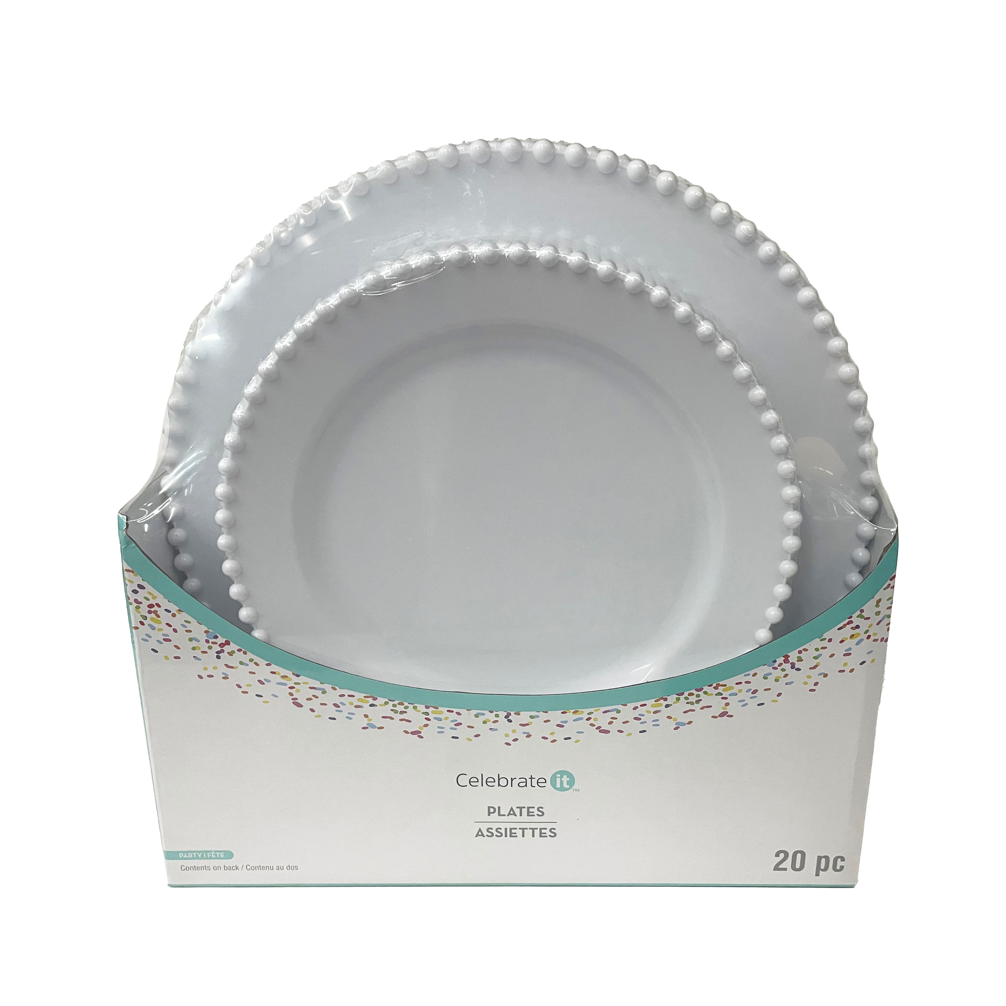 8 Packs: 20 ct. (160 total) White Beaded Lunch & Dinner Plates by Celebrate It™
