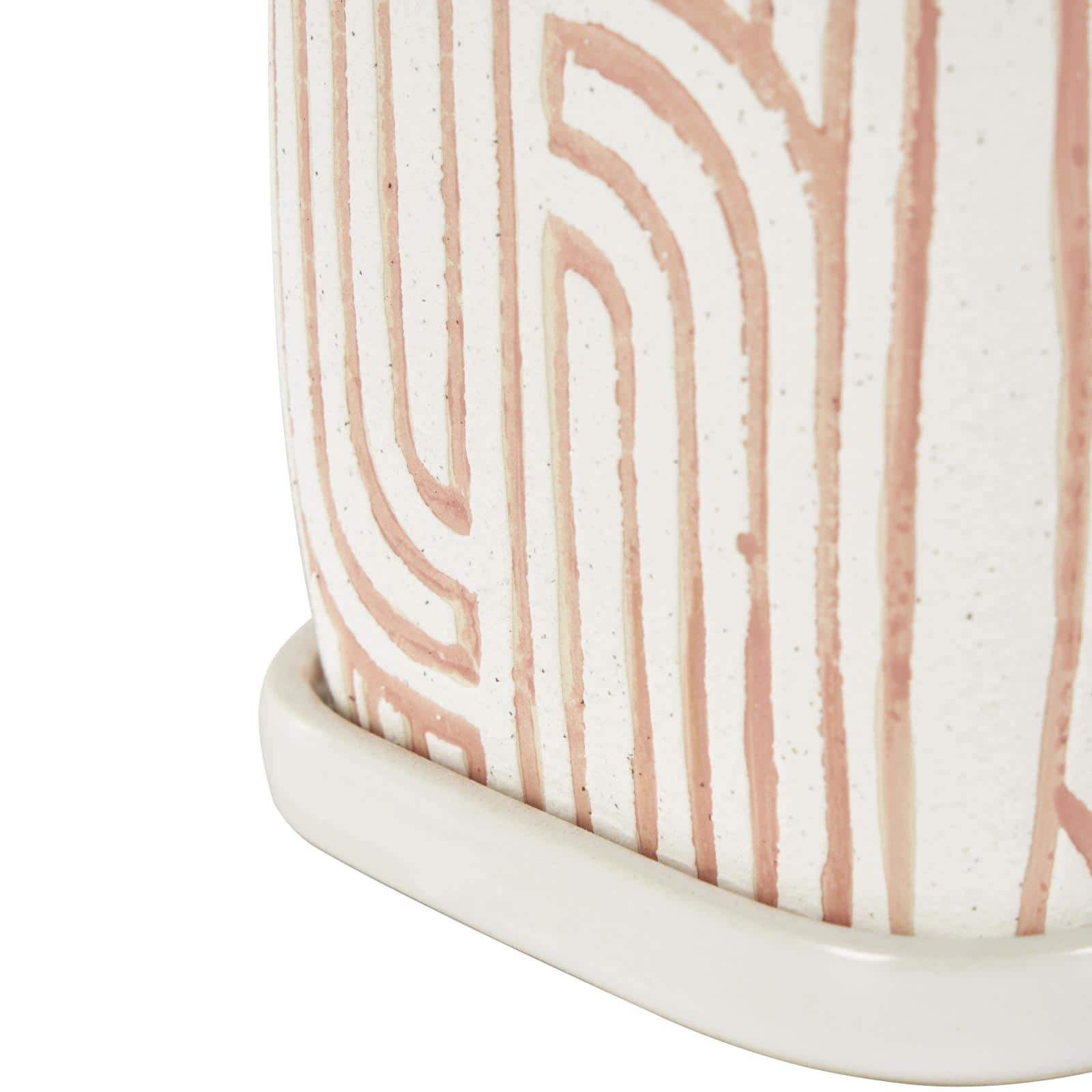 Pink Geometric Linear Arch Pattern Planter Set