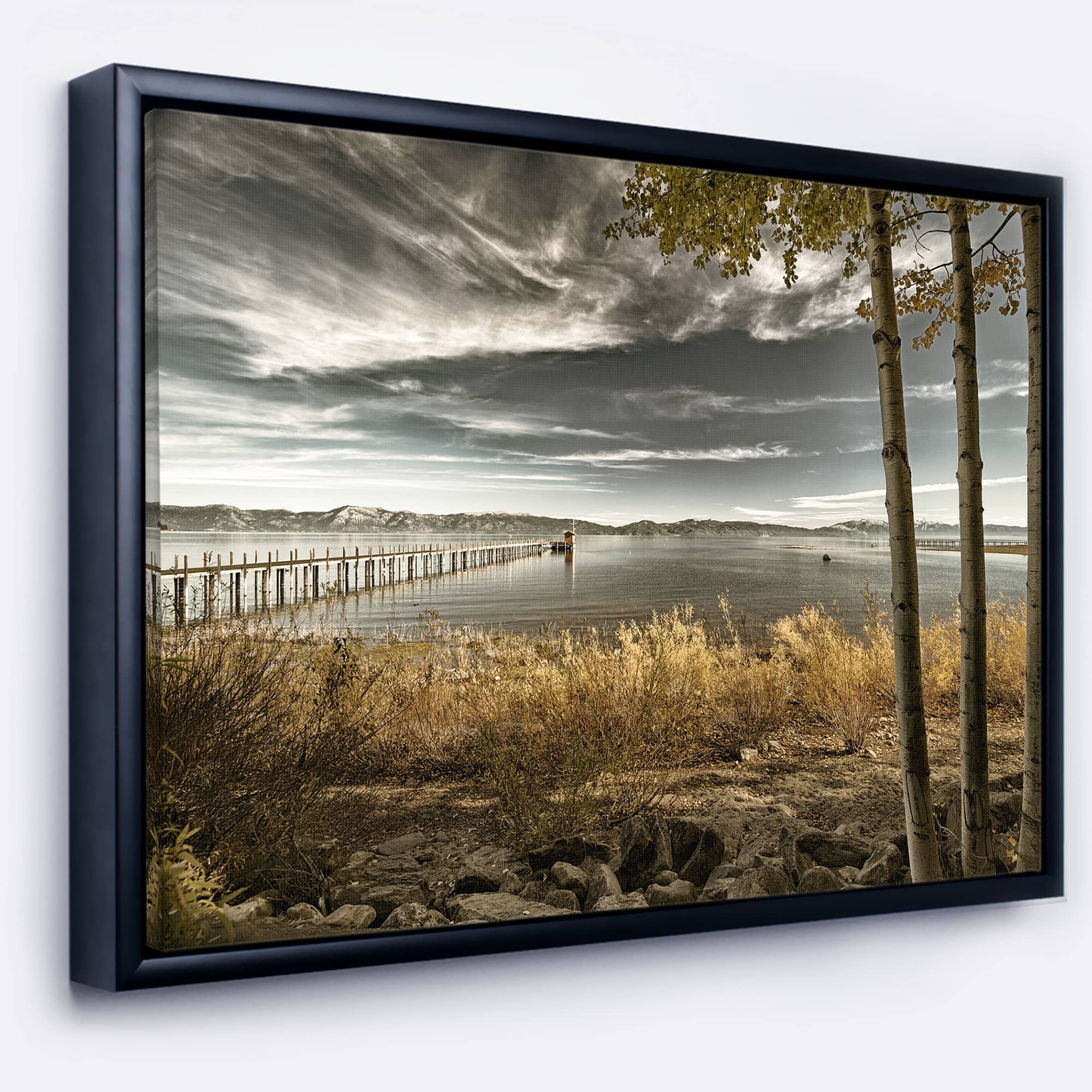 Designart - Pier in Brown Lake