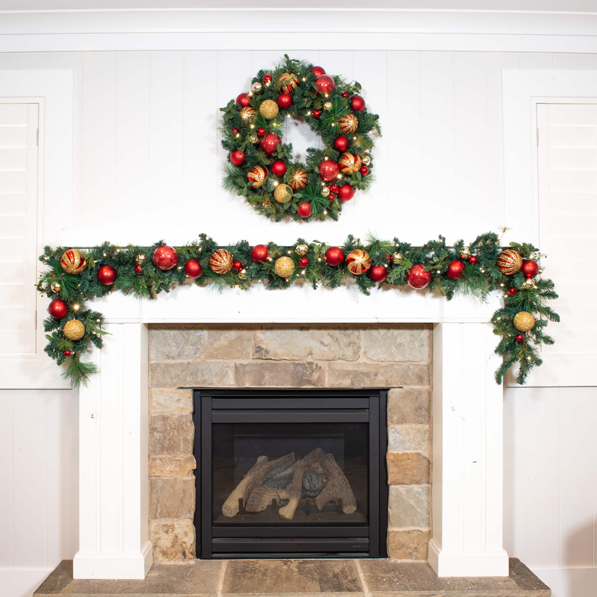 Village Lighting 30" Pre-Lit Christmas Classic Wreath, Clear LED Lights