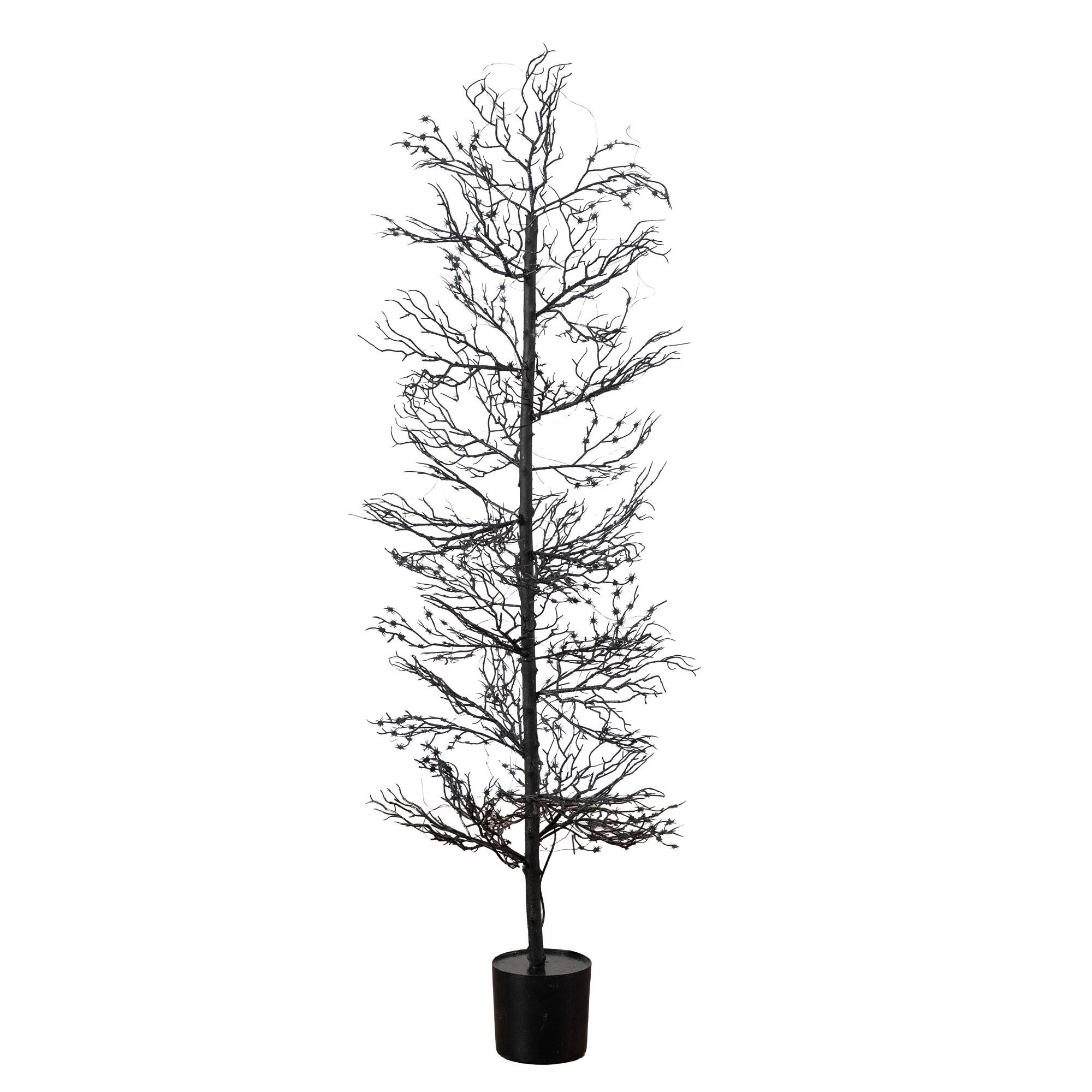 4ft. Pre-Lit Artificial Halloween Spider Twig Tree with 100 Orange & Purple LED Lights