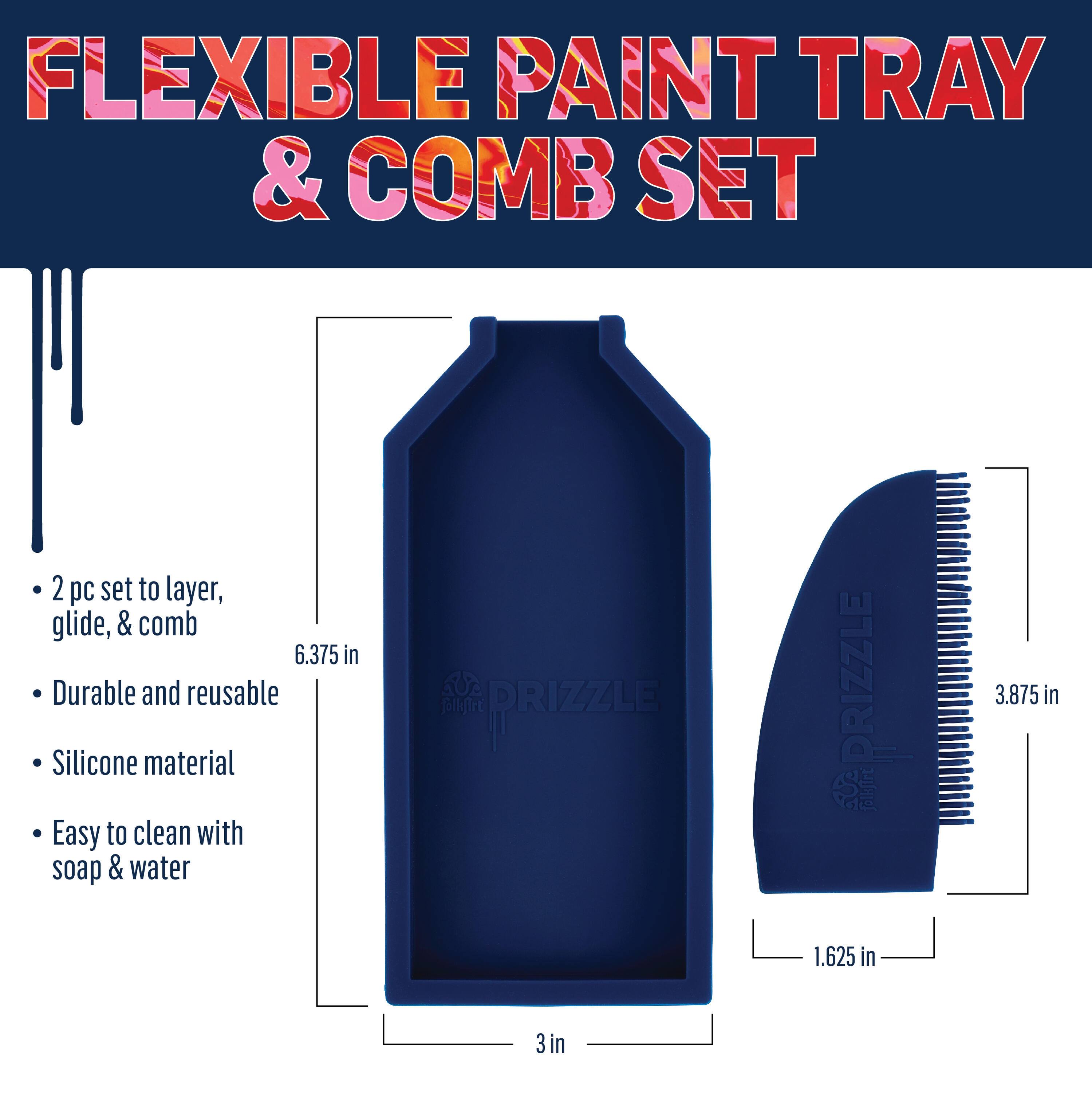 12 Pack: FolkArt® Drizzle™ Flexible Paint Tray & Comb Tool Set