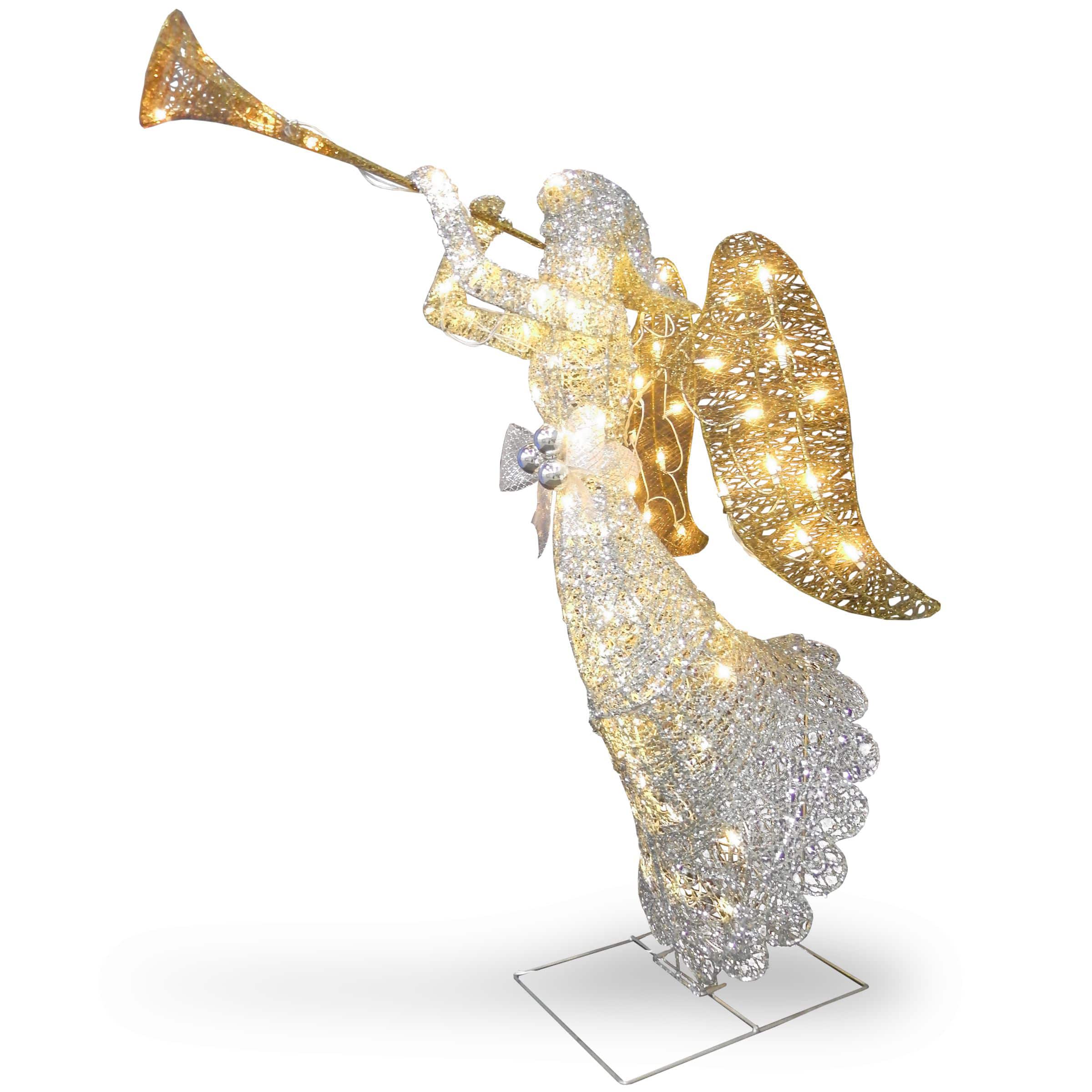 48" Crystal Angel Decoration, Clear Mini LED Lights