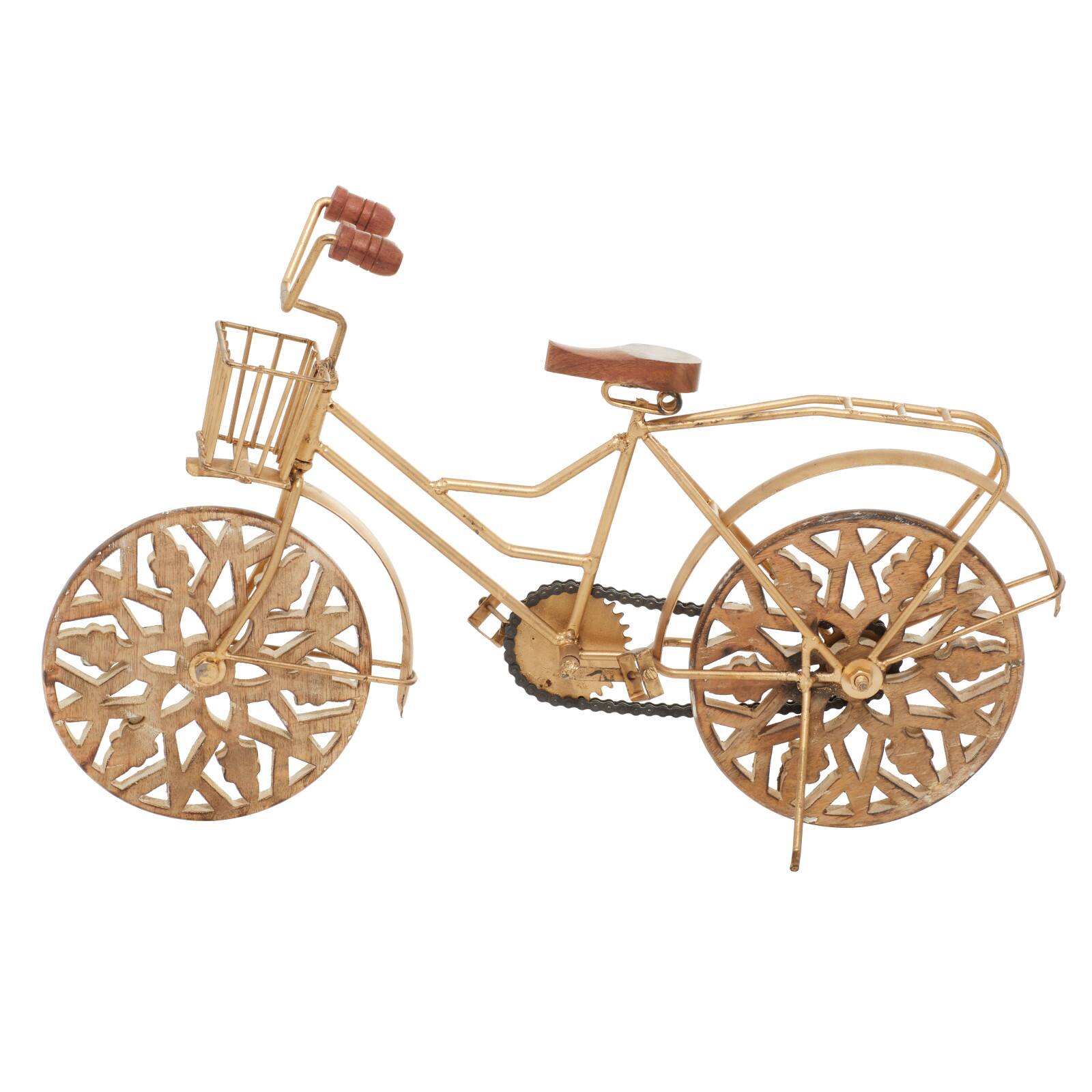 19" Vintage Gold Metal & Wood Bicycle Sculpture