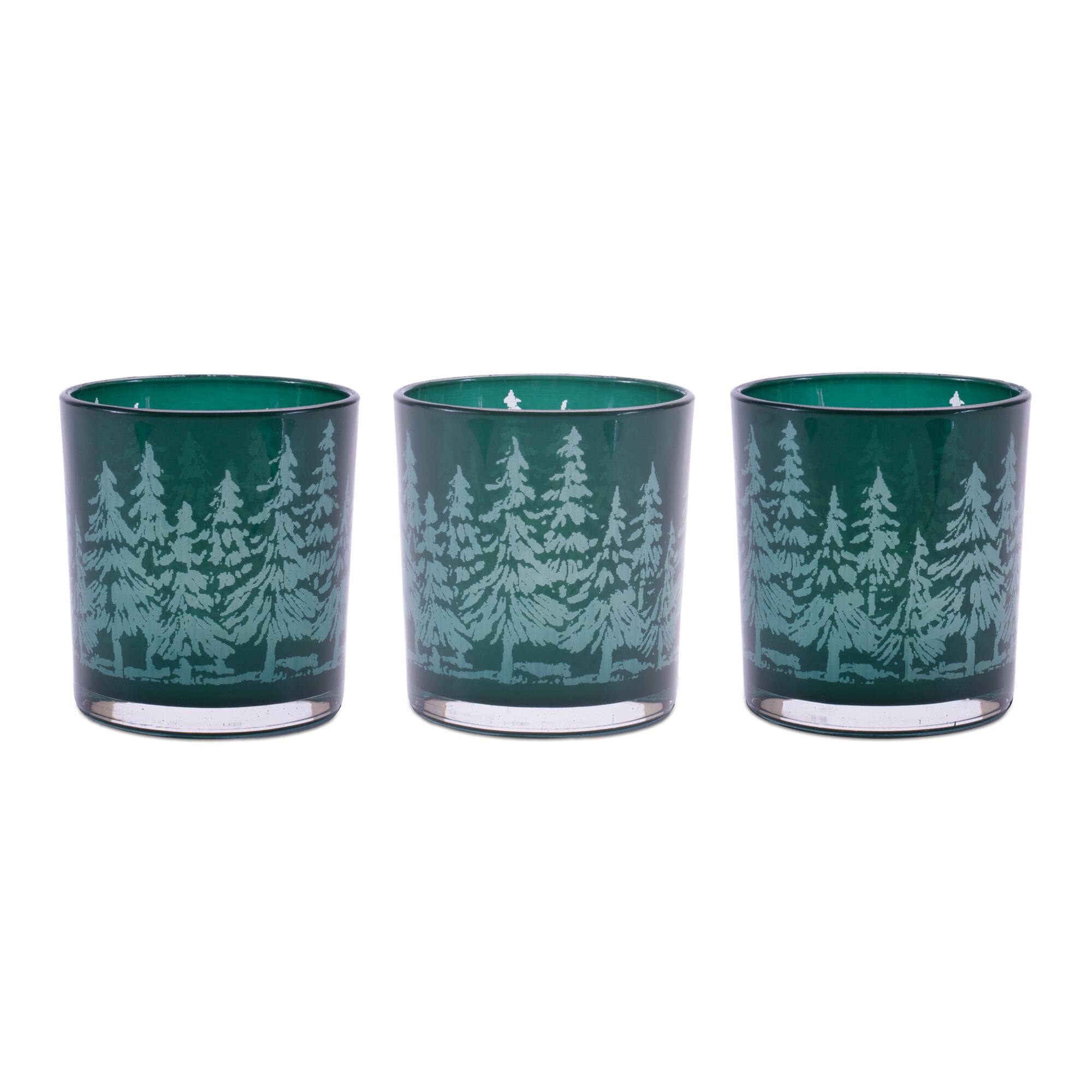 Melrose 10" Pine Tree Print Votive Candle Holders, 3ct.