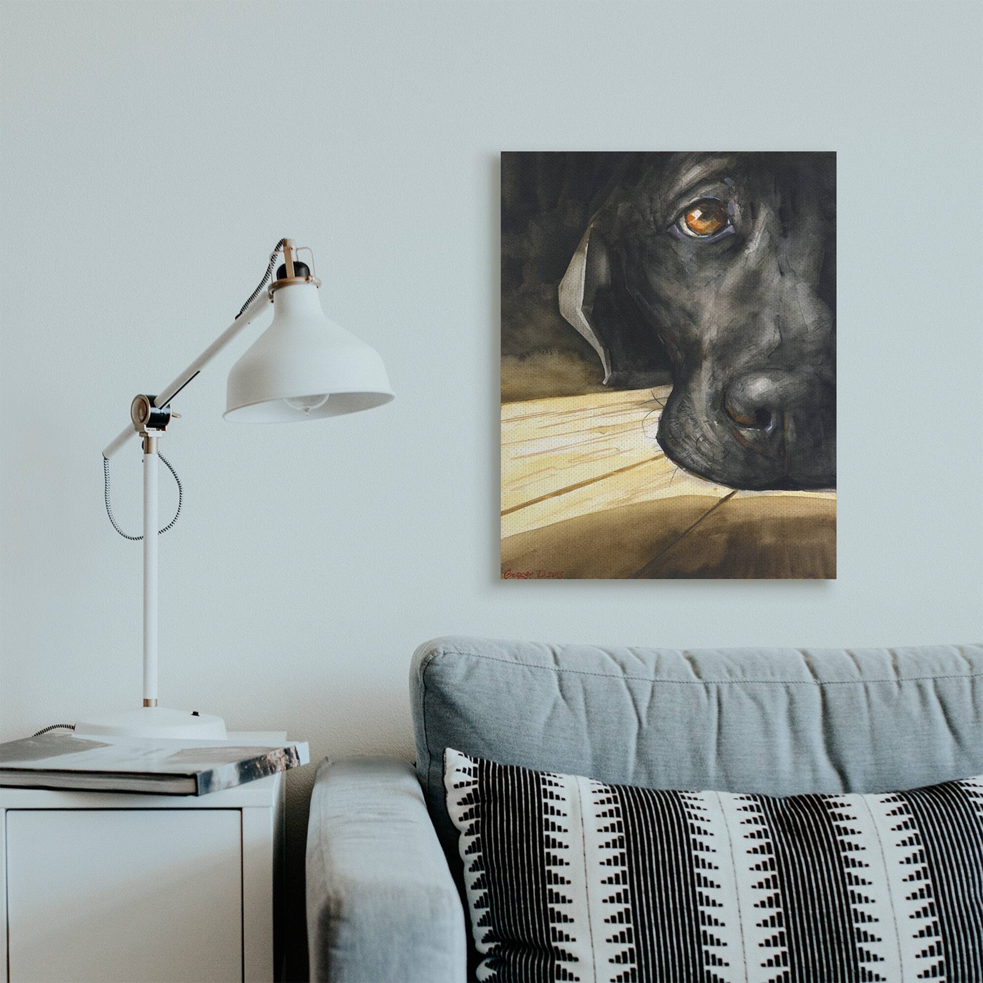 Stupell Industries Labrador Resting Pet Dog Portrait Brown Black Canvas Wall Art