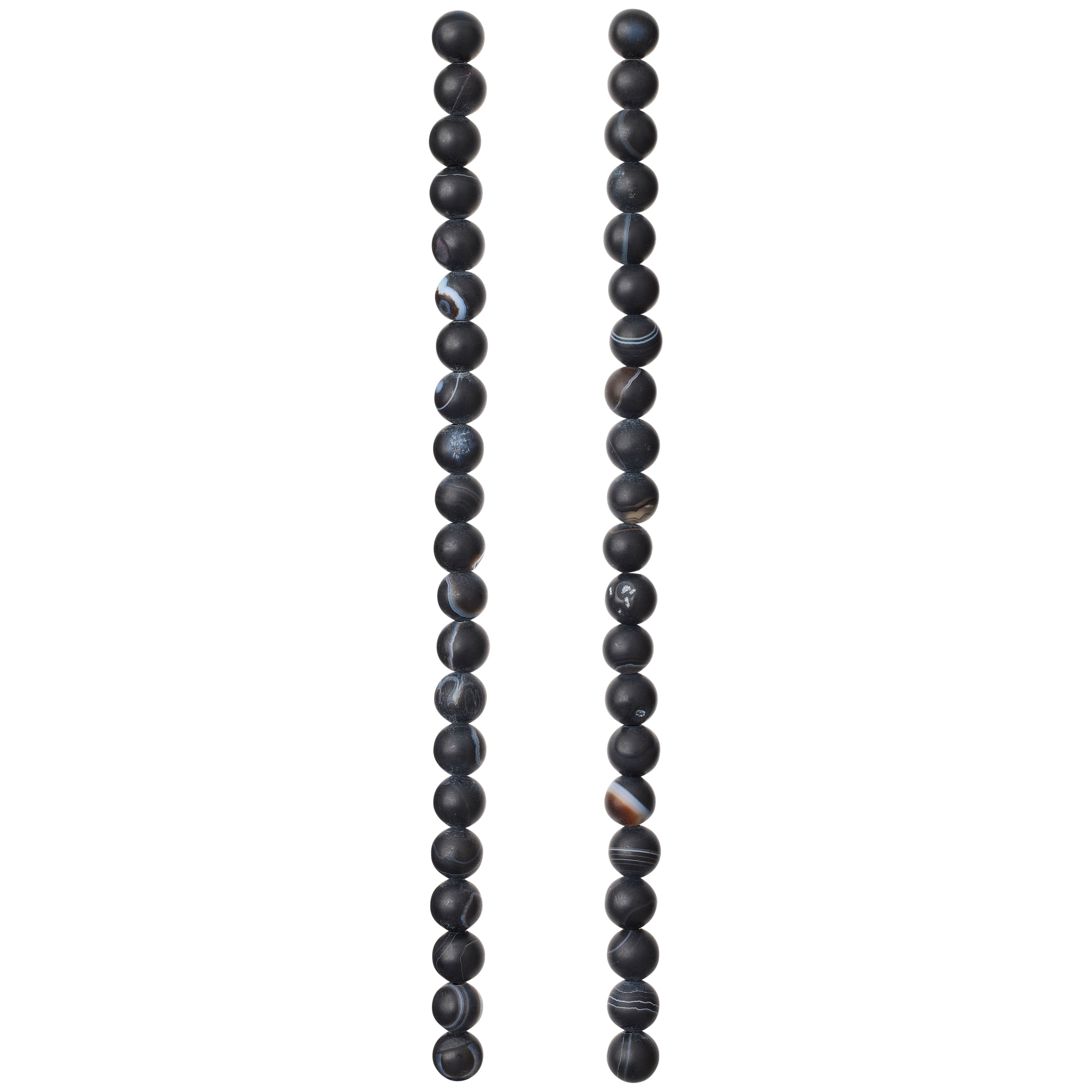 Black Matte Striped Agate Round Beads, 6mm by Bead Landing™