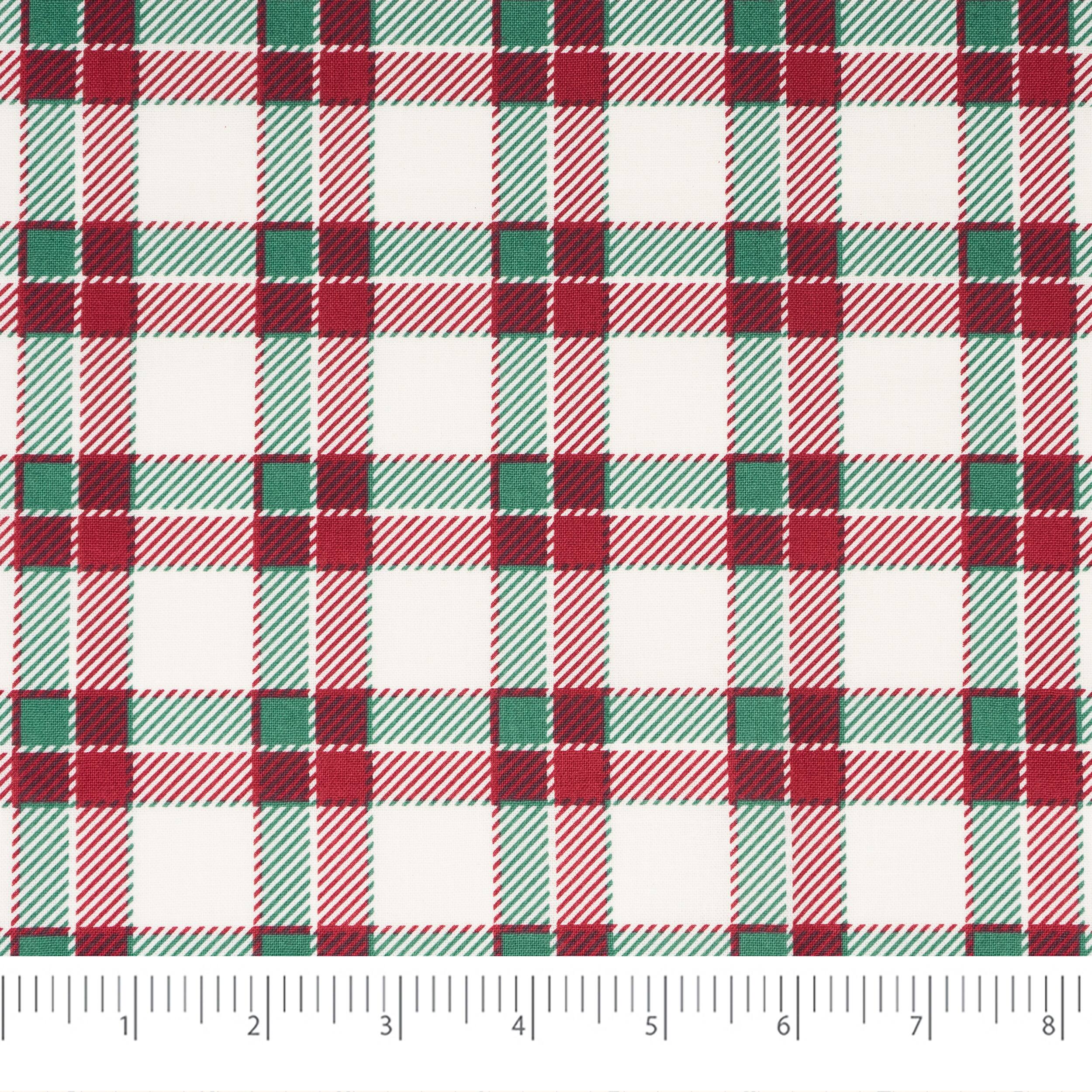 SINGER Christmas Red & Green Plaid Cotton Fabric