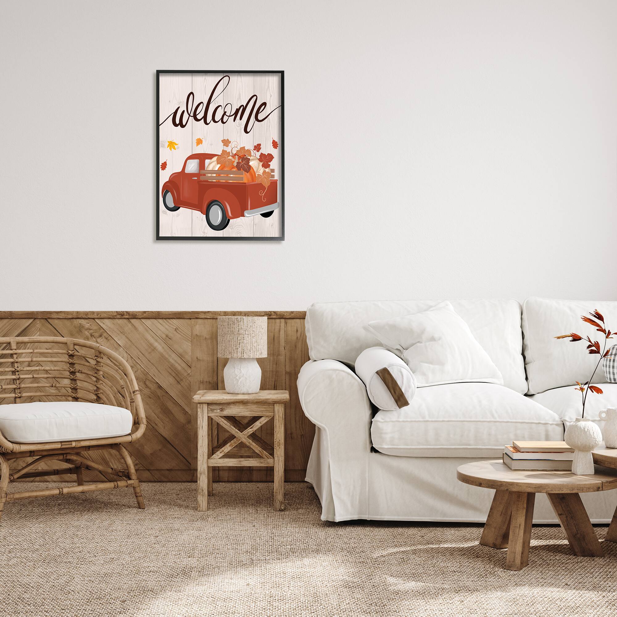 Stupell Industries Welcome Country Pumpkin Truck Framed Giclee Art