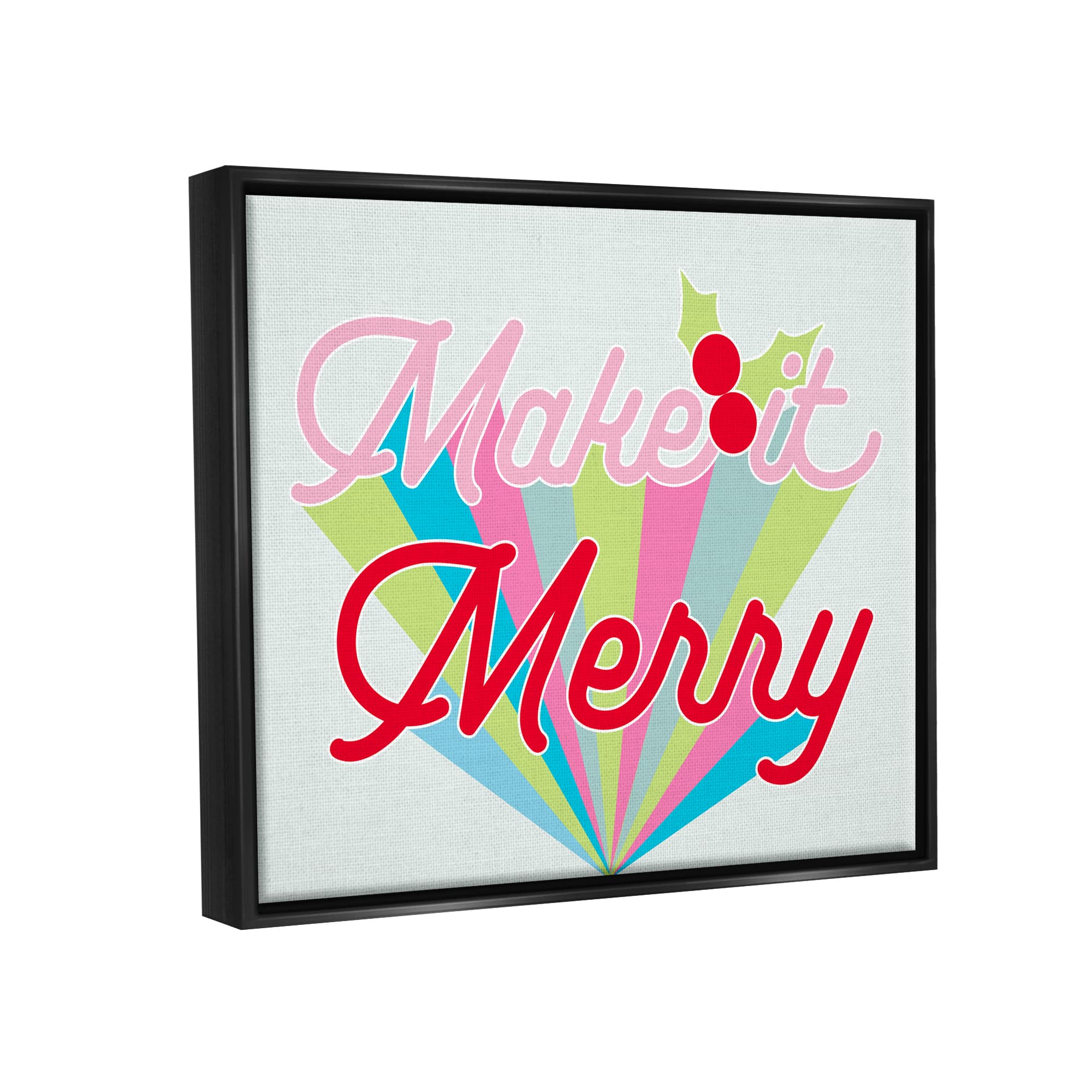 Stupell Industries Make It Merry Bold Christmas Stripes Framed Floater Canvas Wall Art