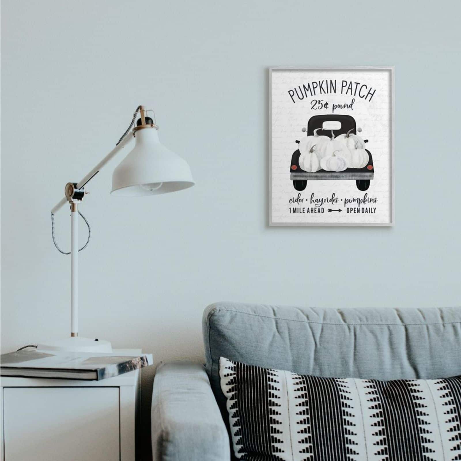 Stupell Industries Pumpkin Patch Farm Gray Framed Wall Art