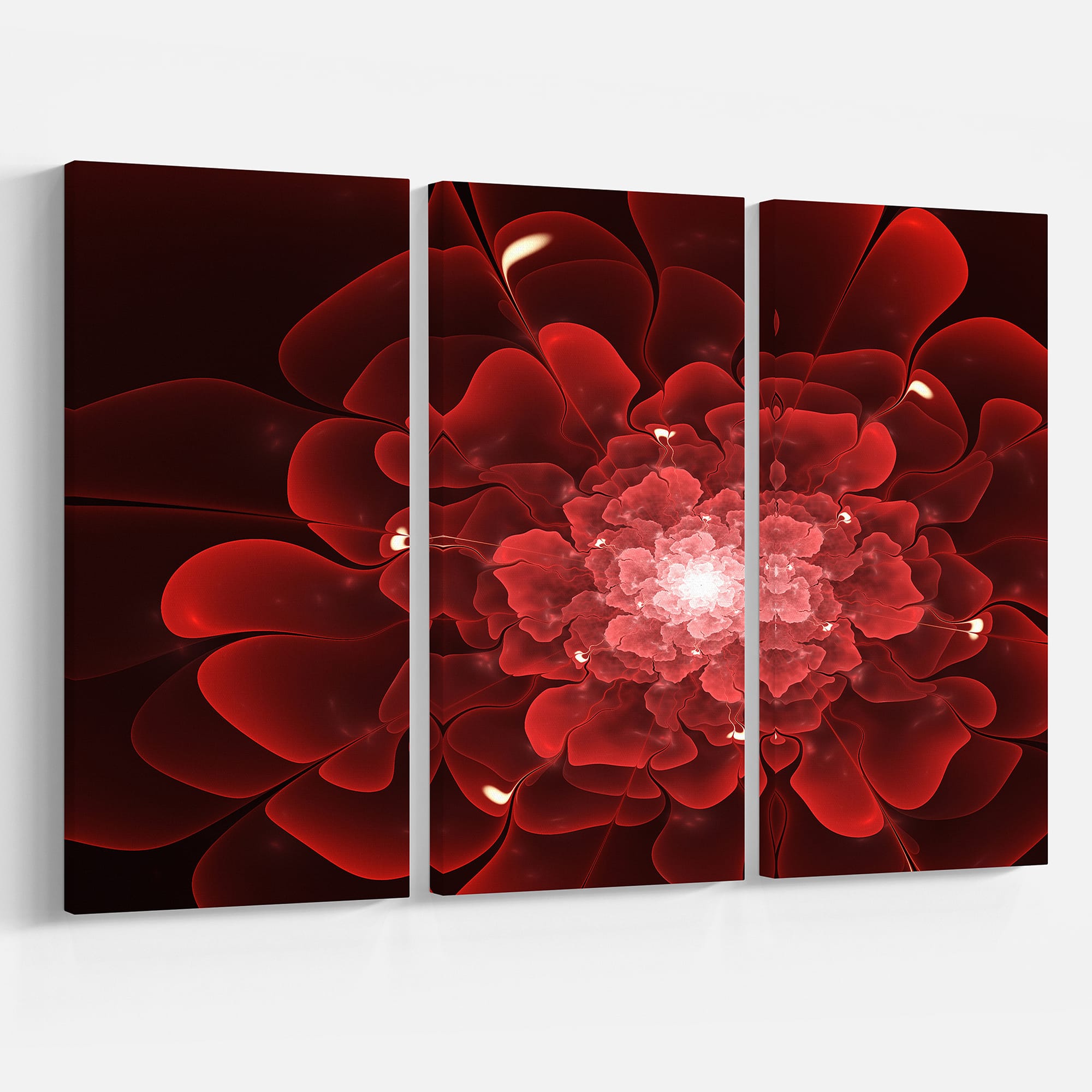 Designart - Fractal Flower Clear Red Digital Art