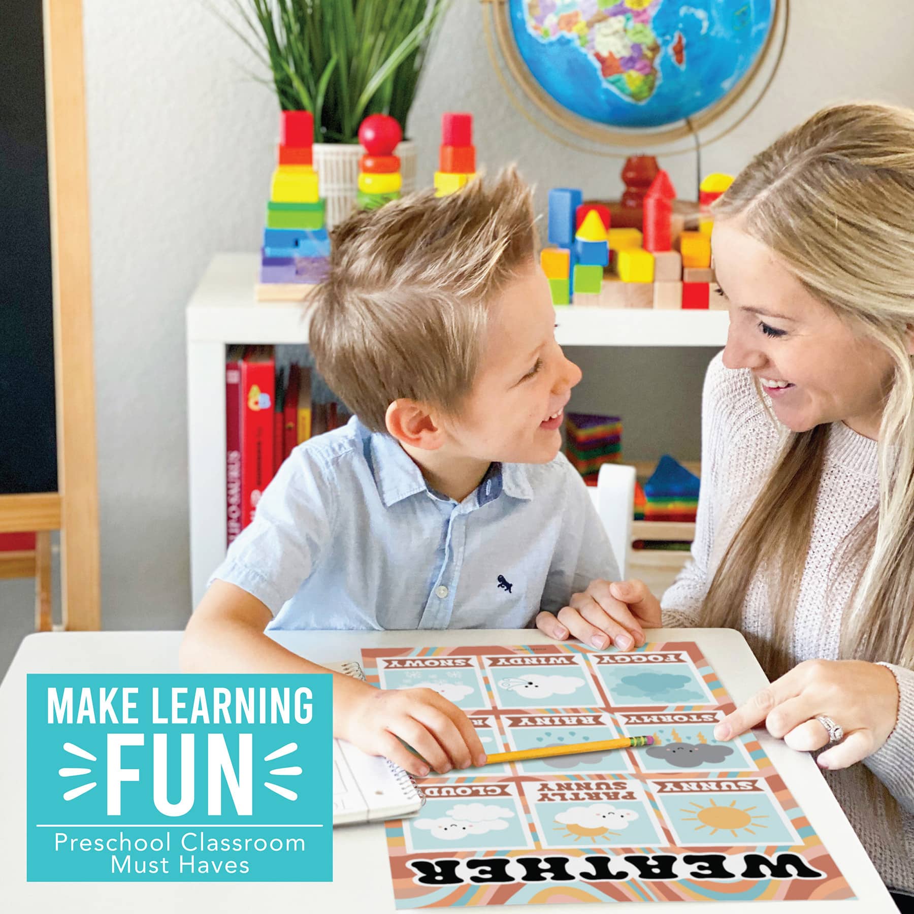 Hadley Designs 11" x 17" Designs Retro Boho Preschool Educational Laminated Posters Set