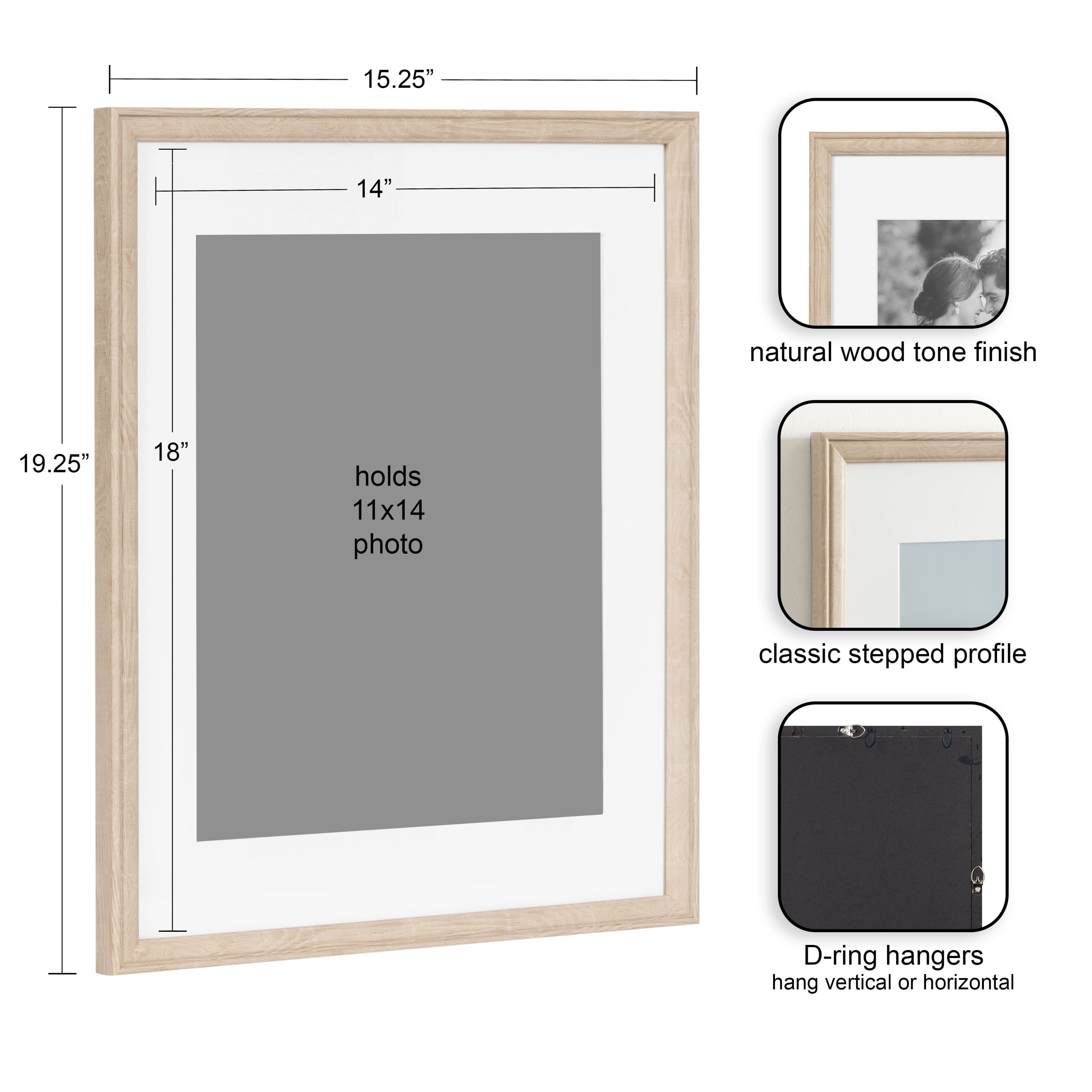 Kate and Laurel 14" x 18" Adlynn Photo Frame with 11" x 14" Mat