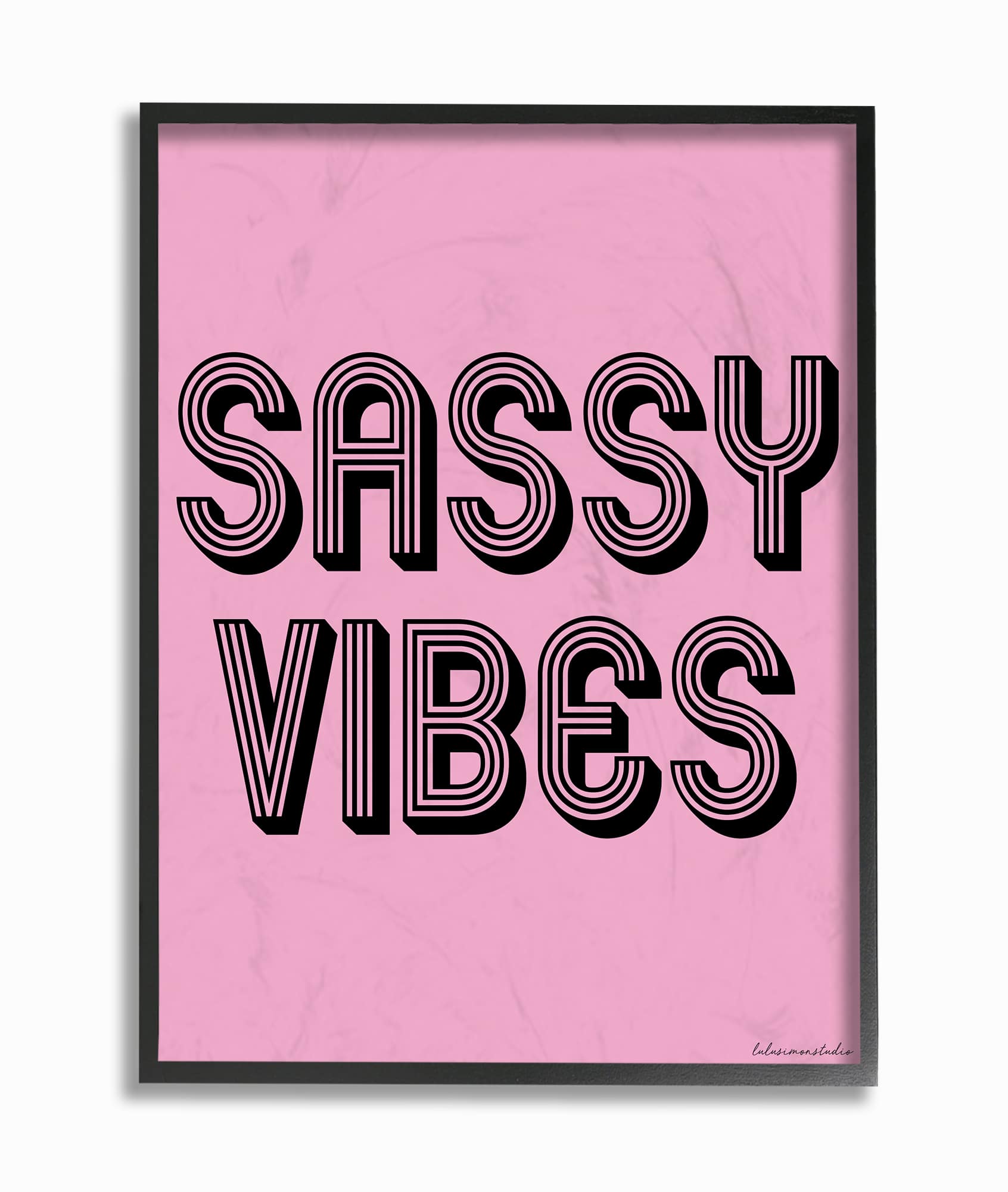 Stupell Industries lulusimonSTUDIO Pink & Black Sassy Vibes in Black Frame Wall Art
