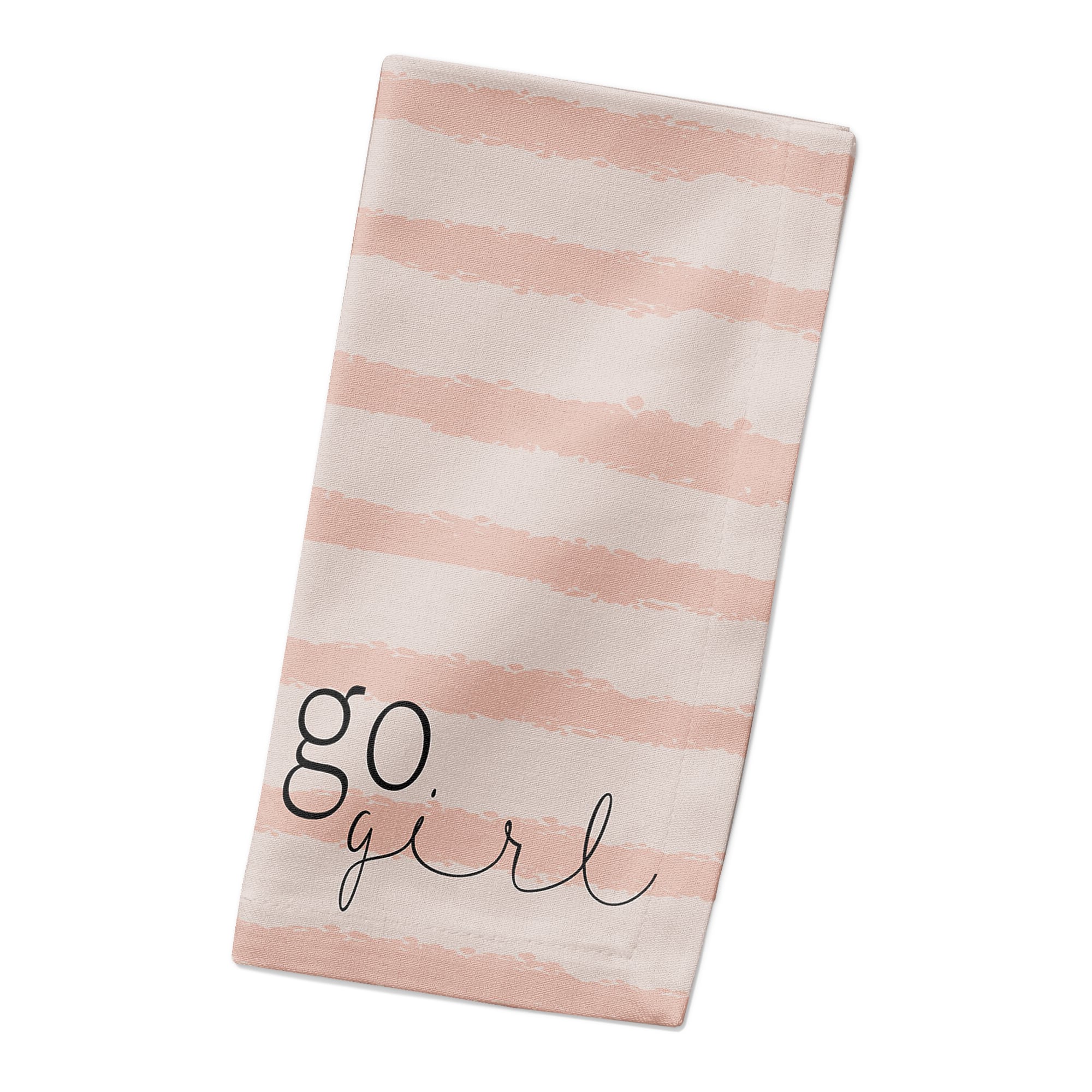 Go Girl Pink Stripes on 10" x 10" Cotton Twill Napkin